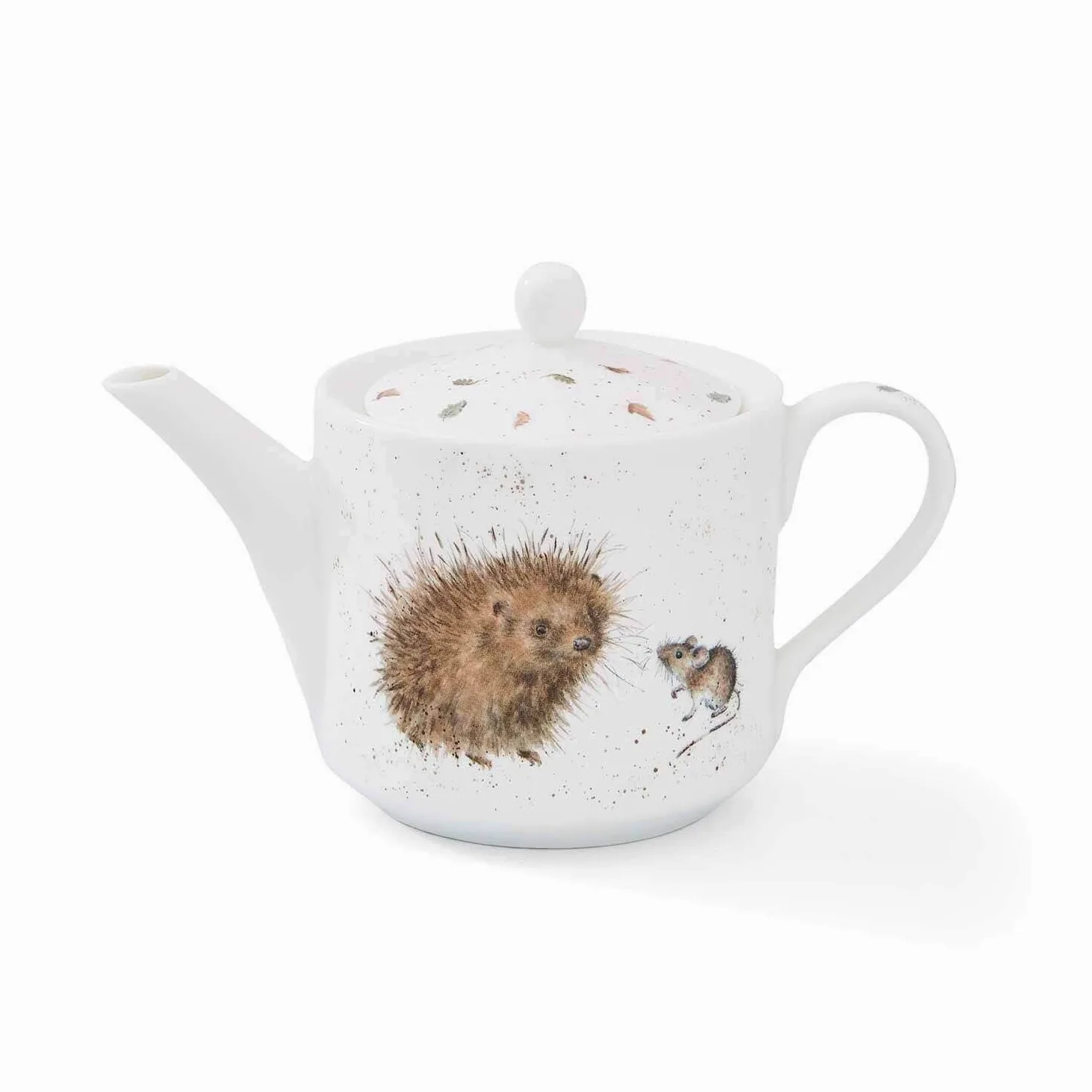 RW WN4090-XT Royal Worcester Wrendale Designs China Théière en céramique Motif hérisson et souris Blanc
