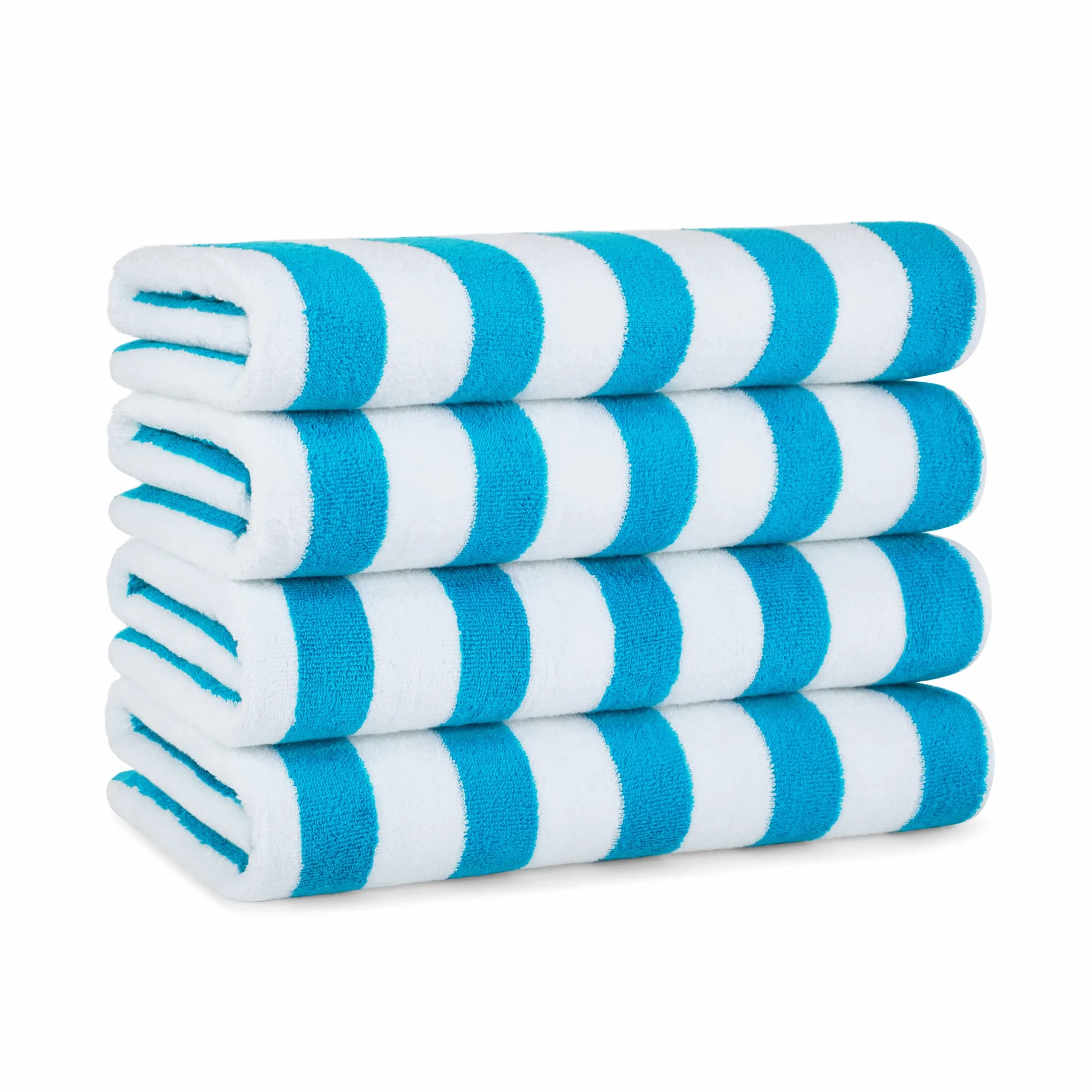 Arkwright Cali Cabana Lot de 4 Serviettes de Plage à Rayures, 100% Coton Doux, légères et à séchage Rapide, Serviettes en éponge pour Piscine, baignade et Spa, 76 x 152,5 cm, Bleu