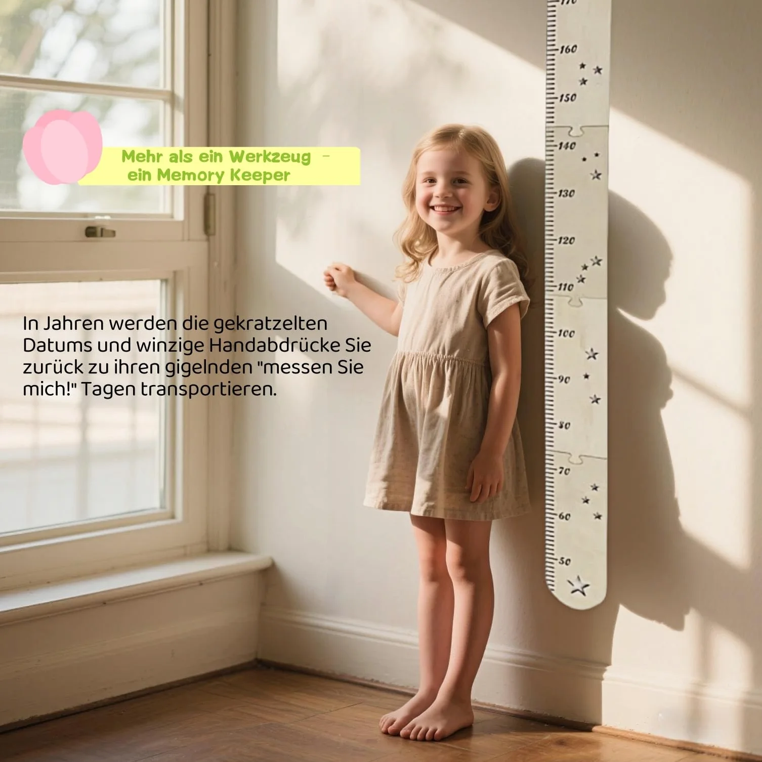 Toise en bois pour enfants - Tableau des tailles mural - Décoration chambre bébé pliable