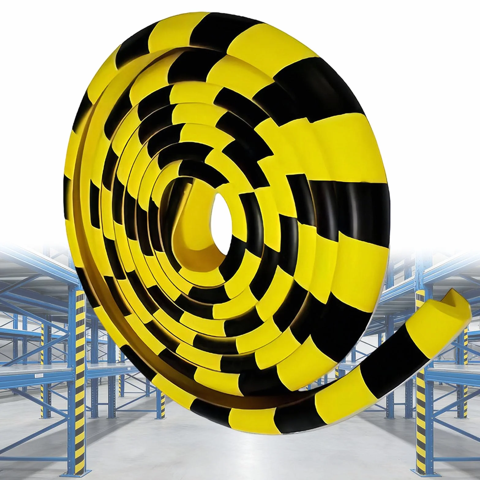 Mousse Protection en Caoutchouc, Coins de Protection Angles Jaune et Noire en Forme de L, 5M Autocollante Antichoc