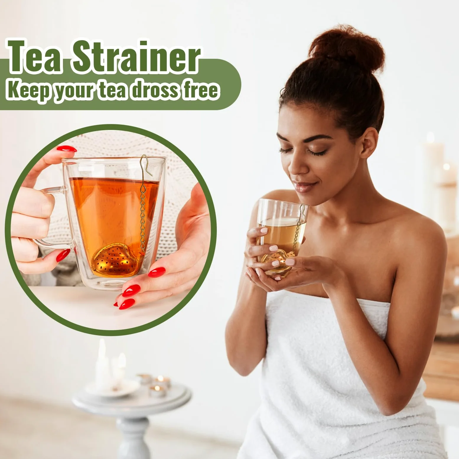 Sumind Lot de 50 passoires à thé en acier inoxydable - Infuseur à thé en vrac - Diffuseur d'intervalle de thé en forme de cœur - Filtres à thé en maille avec crochet de chaîne étendu pour