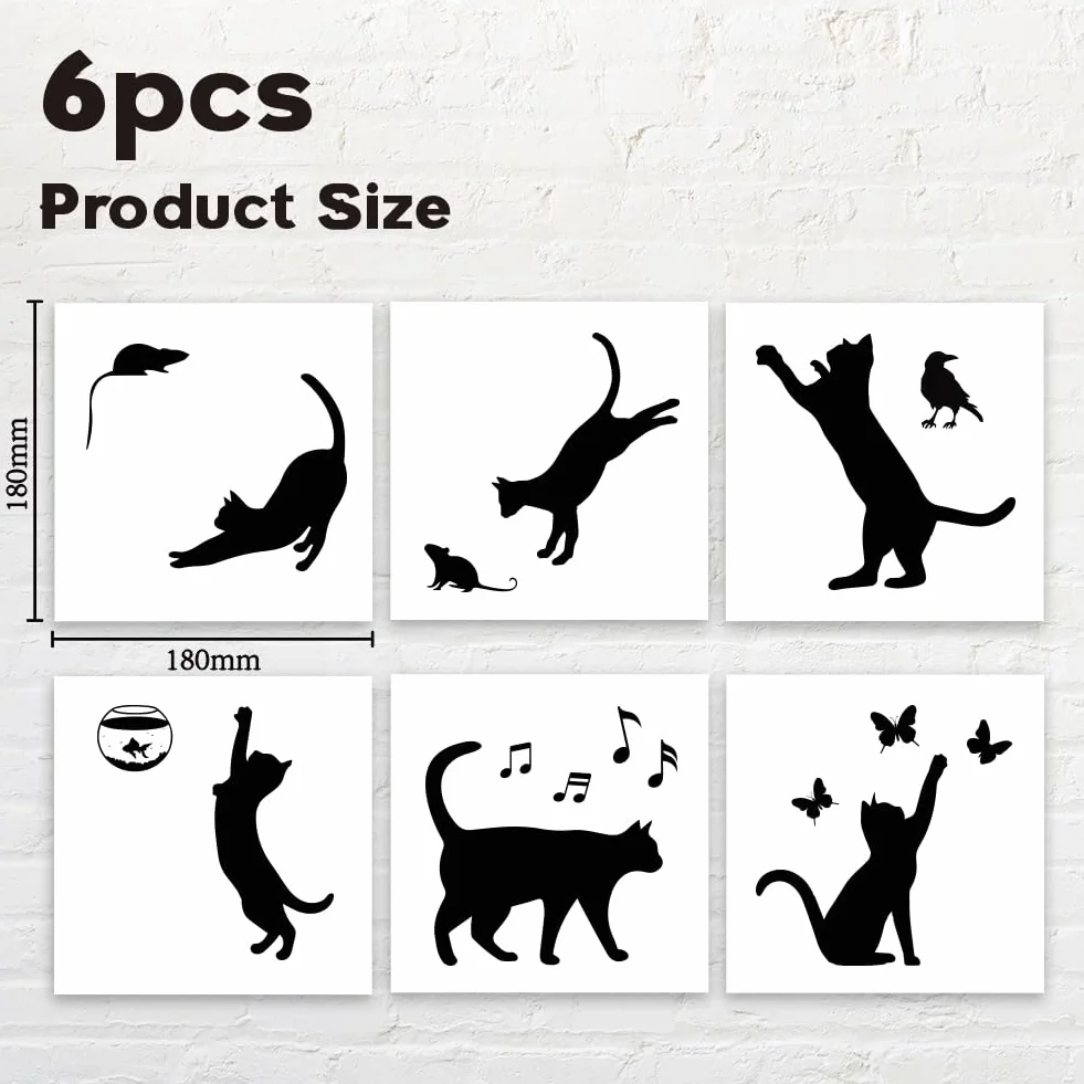 AHANDMAKER Lot de 6 autocollants muraux silhouette chat pour interrupteur prises décoration intérieur