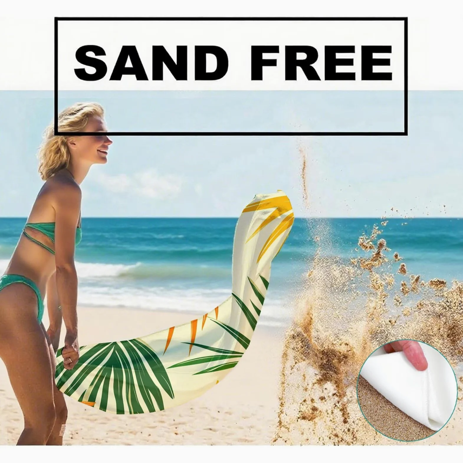 Serviette de Plage XXL 90x200,Feuille Serviette Plage Microfibre avec Séchage Rapide, Anti-Sable, Absorbante Fonction Design pour Vacances Piscine Pique-Nique Voyages Yoga, Cadeau Femme 2 Pack Q-752