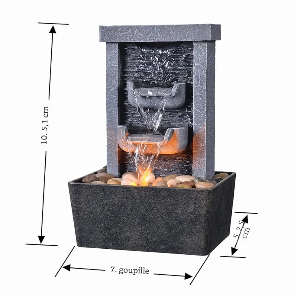 Fontaine d'intérieur résine 21097 18 x 13 x 25.4 cm Pompe Submersible Décoration Maison