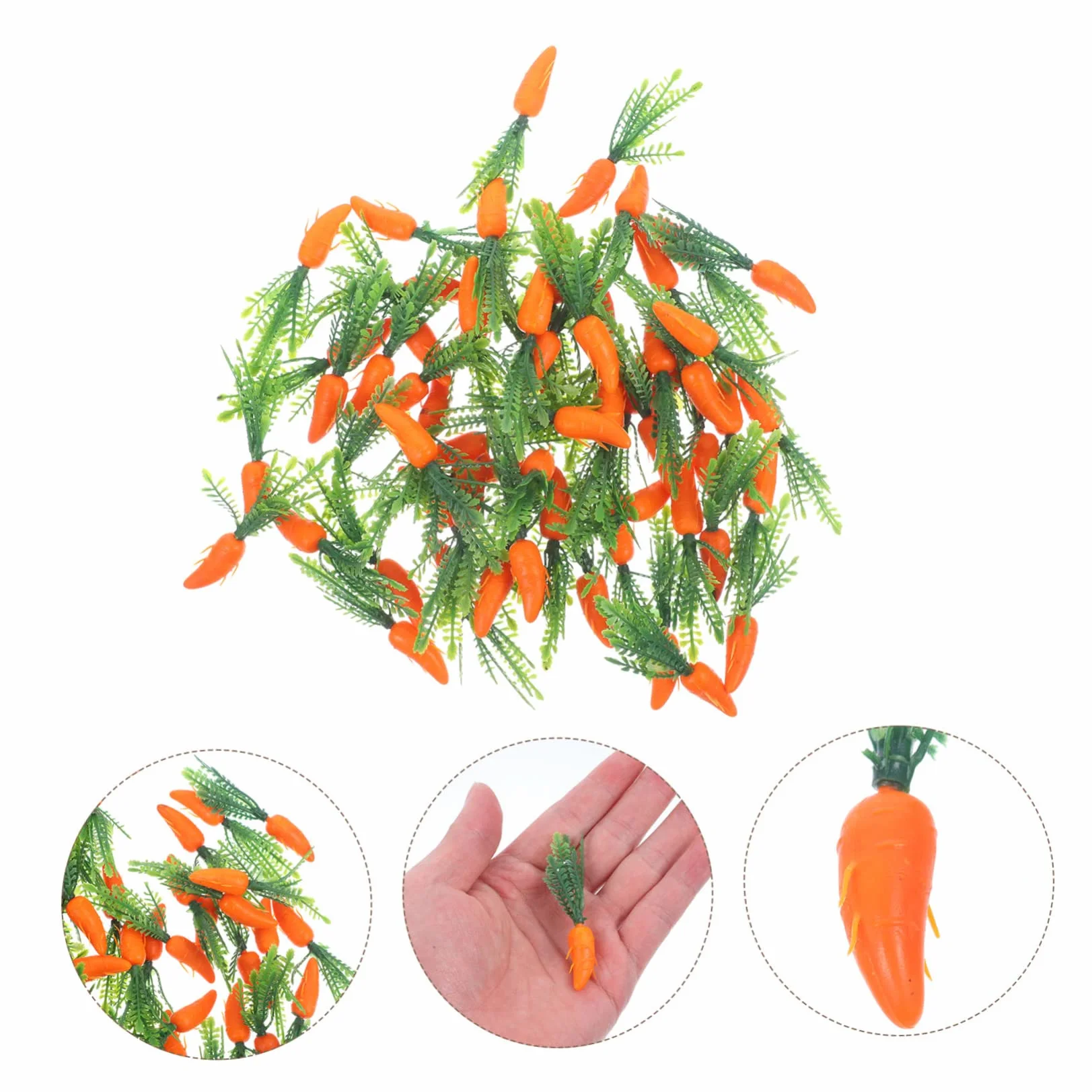 Lot de 60 carottes simulées en plastique pour décoration de gâteau Thanksgiving - Mini carottes artificielles