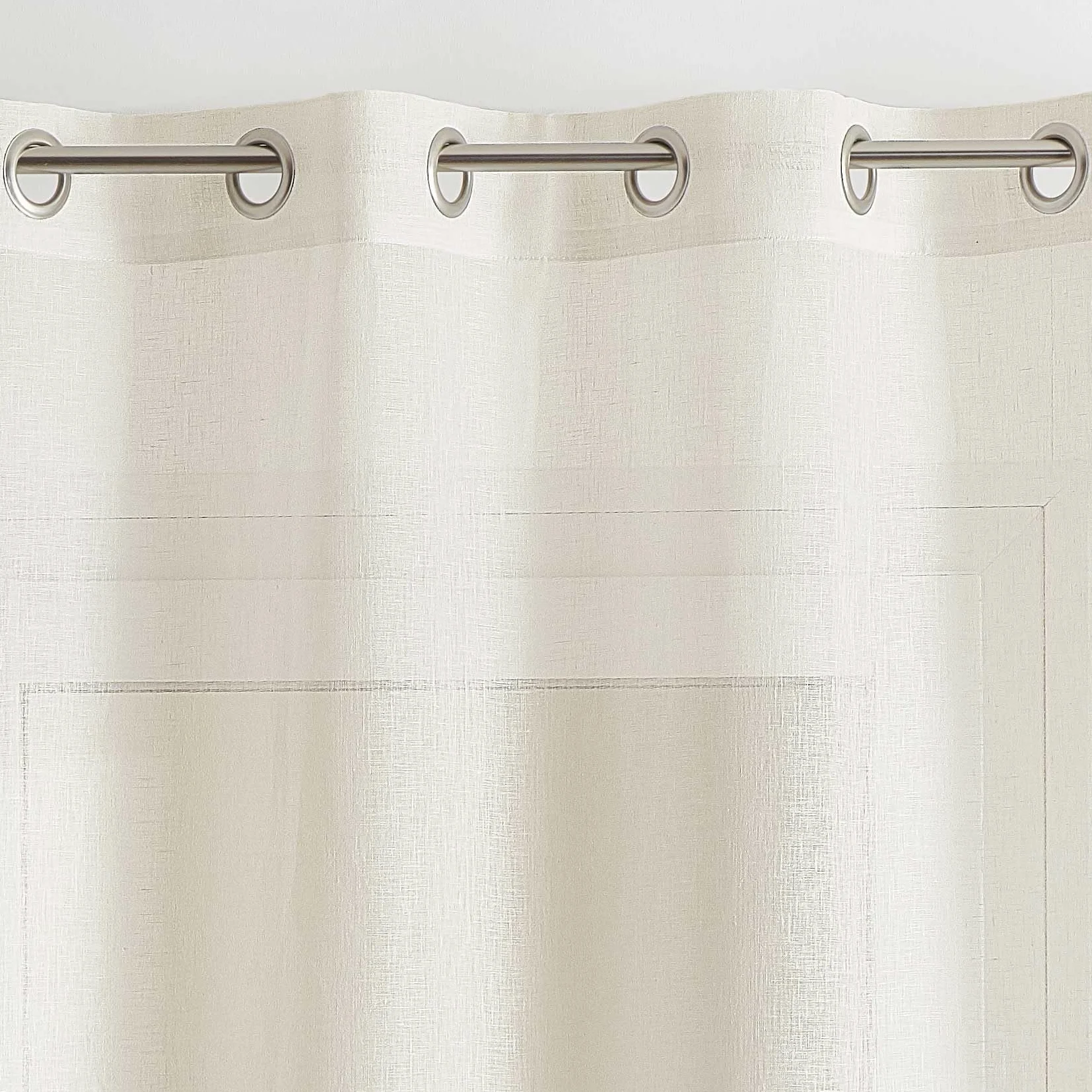 Rideau Voilage 100% Lin Fluide - Transparent et Léger - Tamisant pour Fenêtres de Salon, Chambre, Cuisine - Prêt à Poser avec Ourlets - 140 x 260 cm - Écru