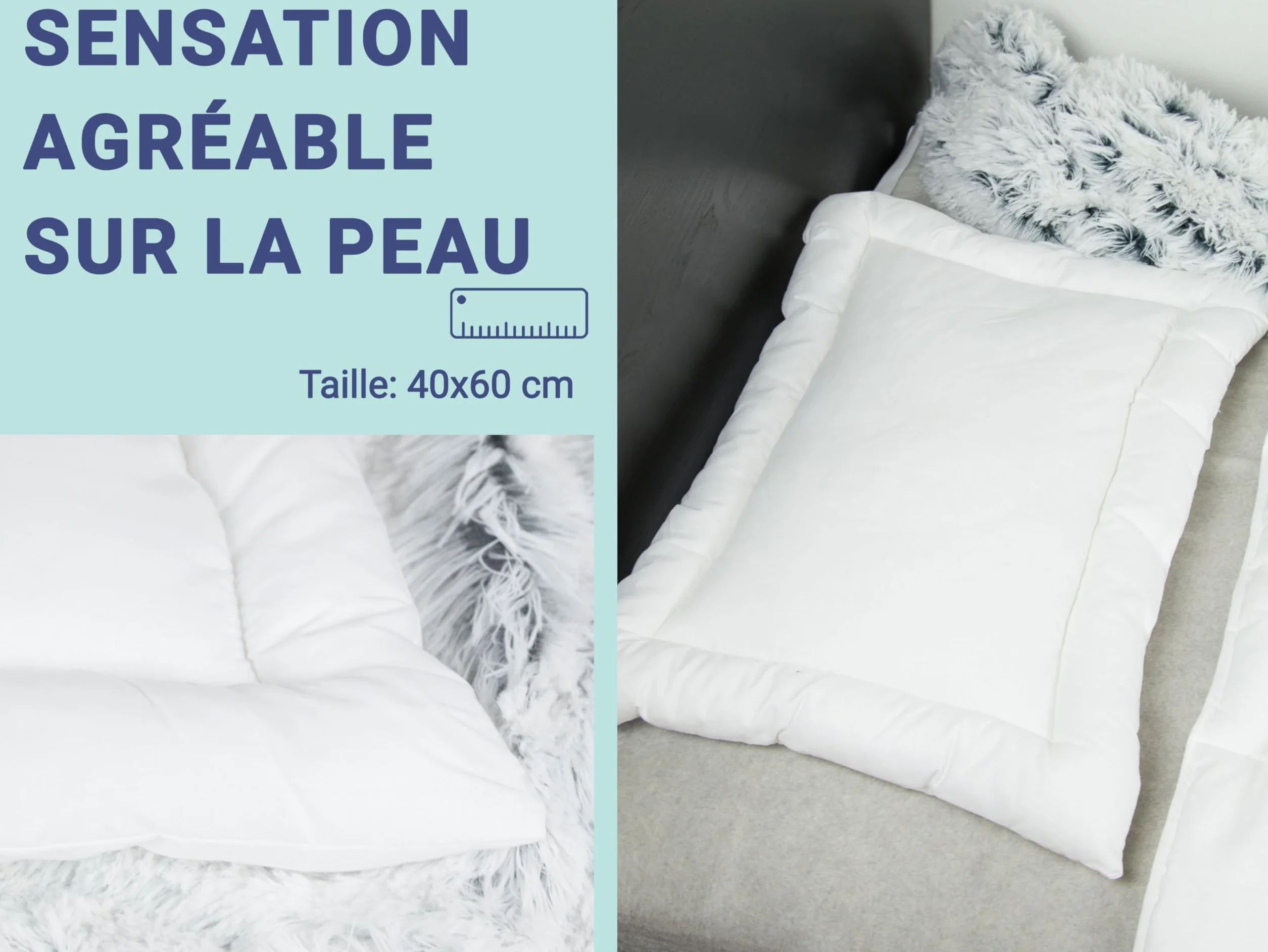 ZOLLNER Oreiller Plat 40x60 cm Lavable à 95°C Tissu mélangé Qualité Hôtelière