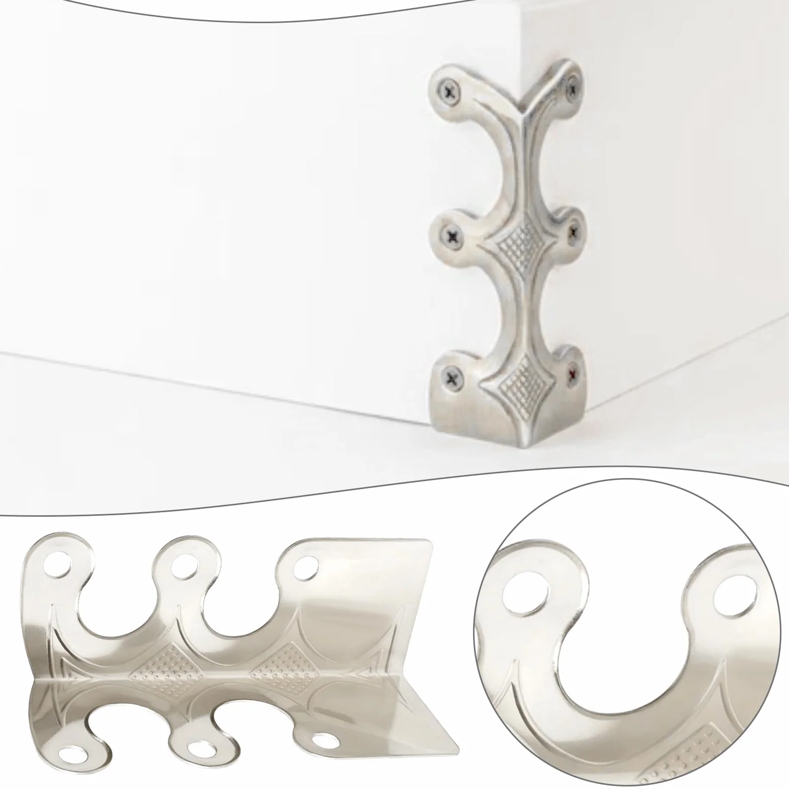 Protections d'angle en métal pour plinthes 12 pièces Blanc Nickel