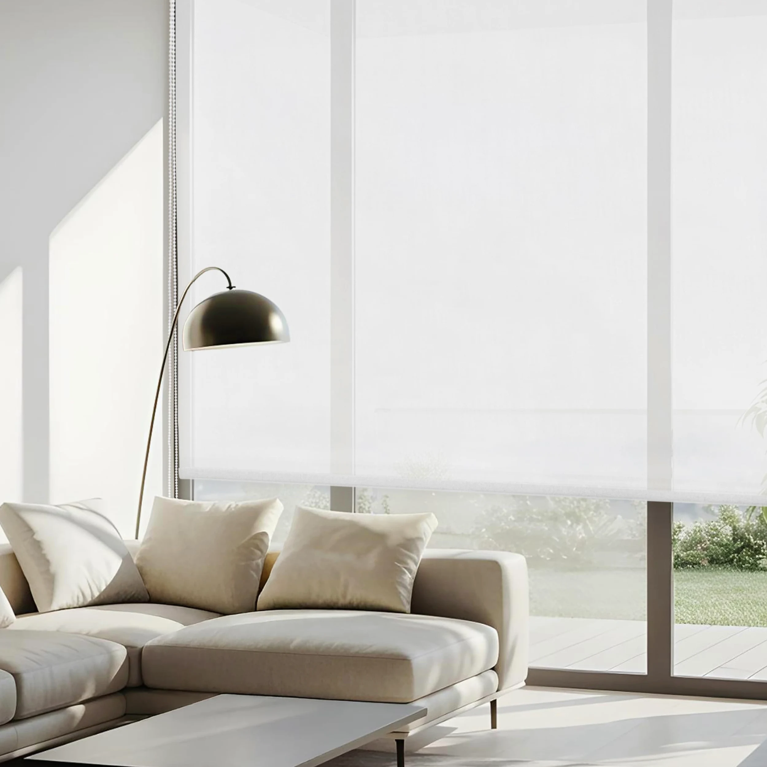 Blindecor Belmont Store Enrouleur Tissu translucide Blanc 190 x 180 cm