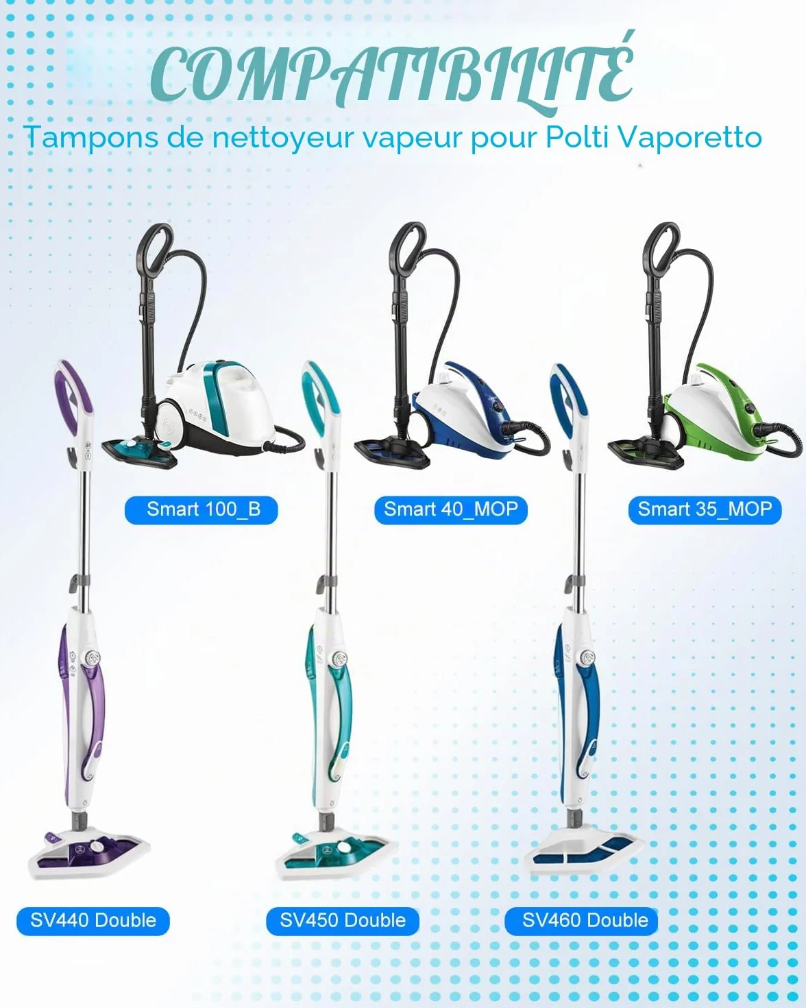 KEEPOW Serpillières Microfibres pour Polti Vaporetto SV440 SV450 SV460 Smart 100 T Réutilisables