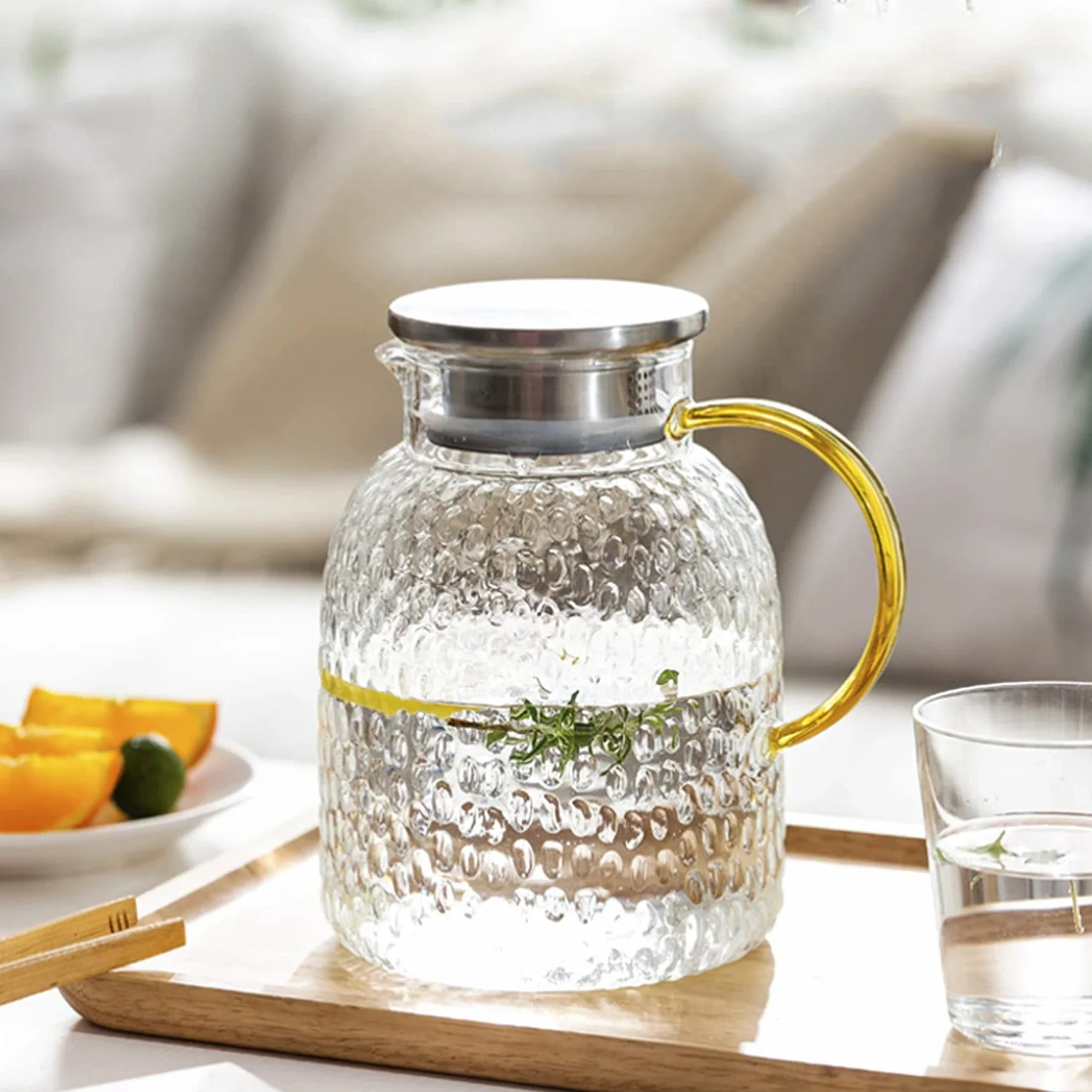Pichet Pichet en Verre avec Couvercle pichet de thé glacé pichet pichet Chaud Eau Froide Eau thé thé café café Lait et jus de jus de Boisson Carafe Pichets
