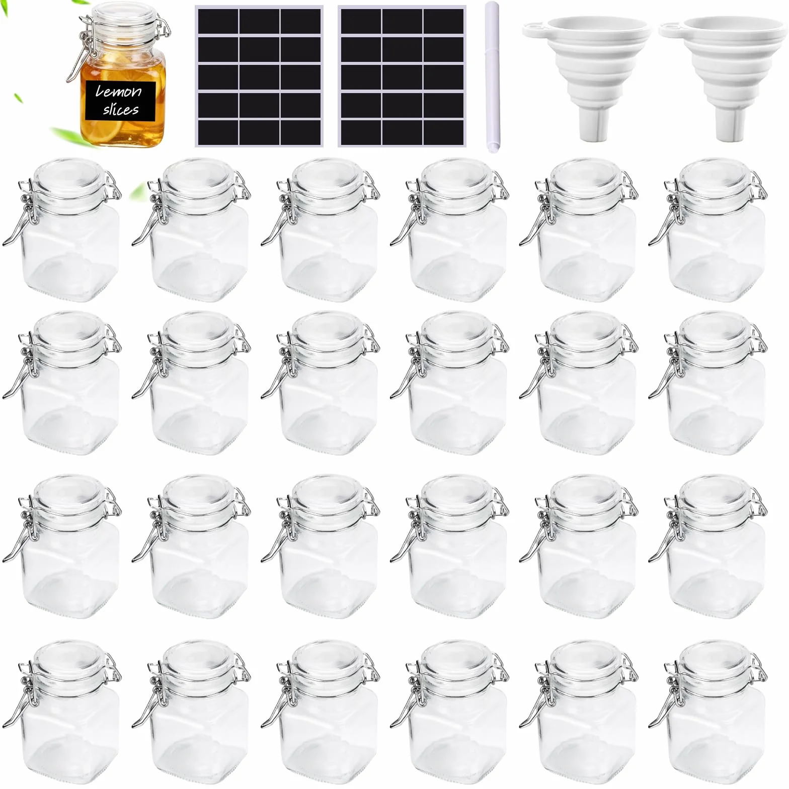 Mini Pots à Épices en Verre Hermétique avec Clip - Bocaux pour Céréales et Grains