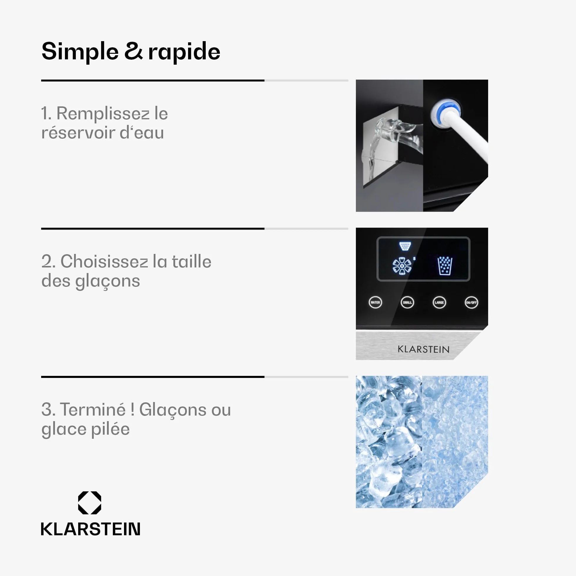 Klarstein Machine à Glaçons 1.8L, 15kg/24h, Ice Maker avec Alarme