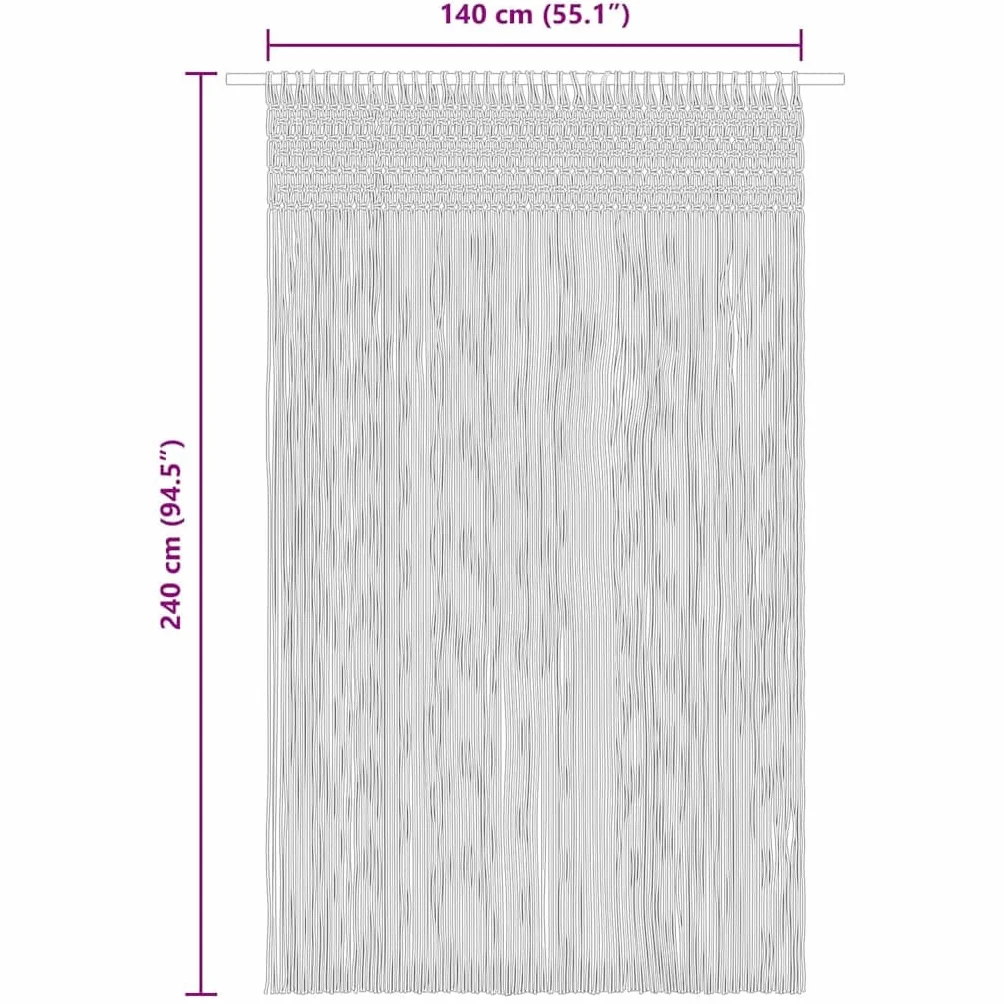 Rideau en macramé 140x240 cm Coton Salon A | Thermique Isolant Lumiere et Anti Chaleur Rideau Fenêtre pour Chambre et Intérieur