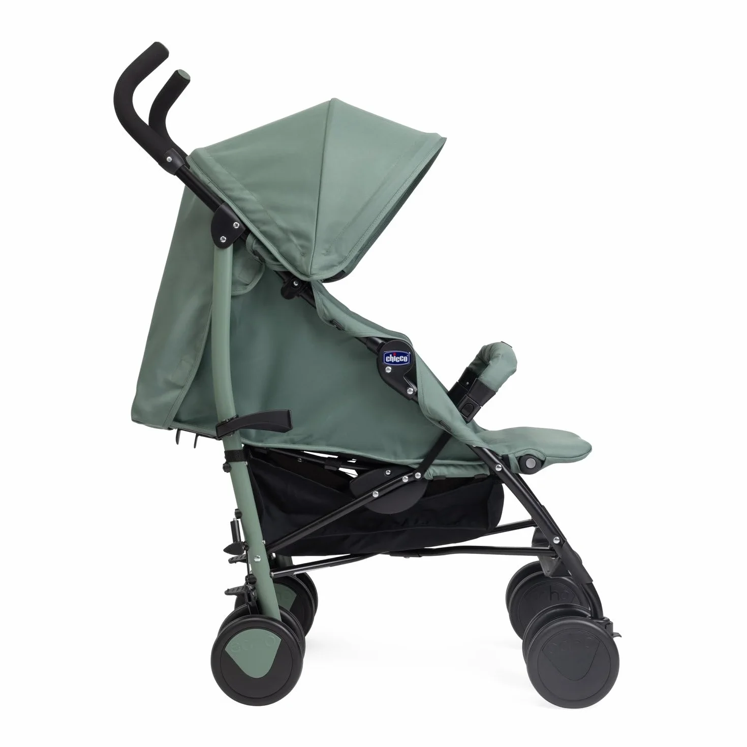 Chicco Echo Lite Poussette canne bébé légère 0-22 kg dossier inclinable 4 positions siège spacieux double frein roues pivotantes vert