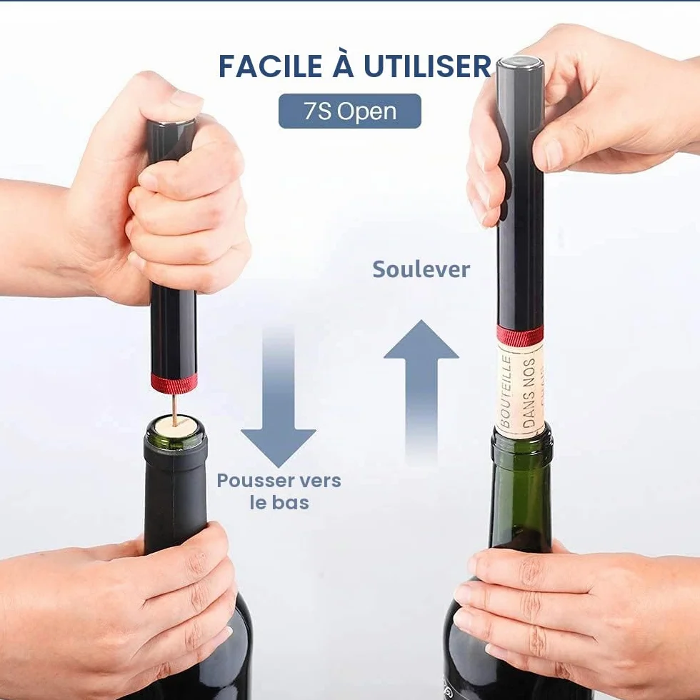 Quntis Tire-Bouchon à Pression d'air 7S, Décapsuleur à Vin Rouge, Pompe à Bouteille Portable