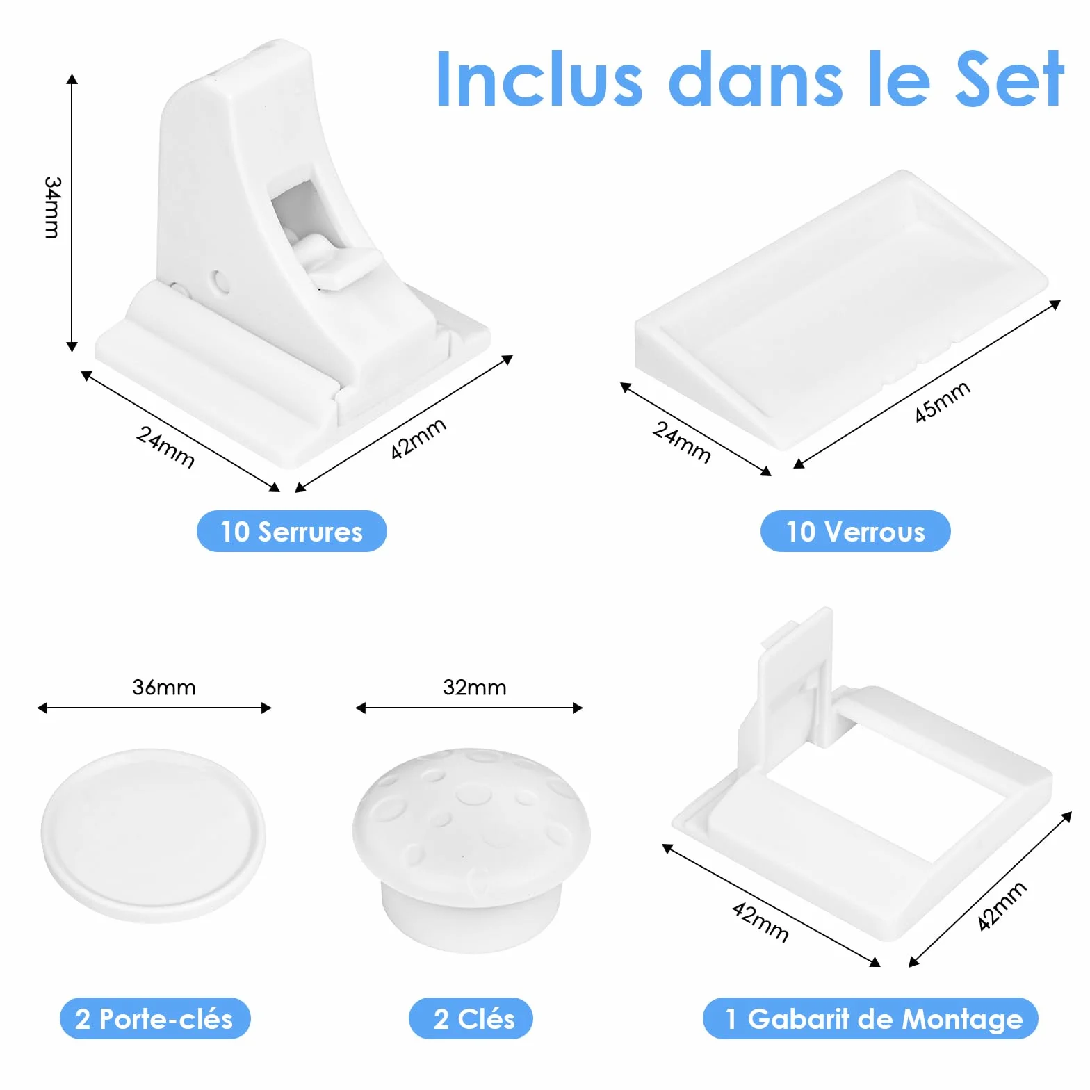 Dreamhigh Securite Placard Enfant Magnétique 10 Serrures 2 Clés Bloc Porte Securite Bebe Magnetique Protection Placards Portes Tiroirs Blocage Sans Perçage