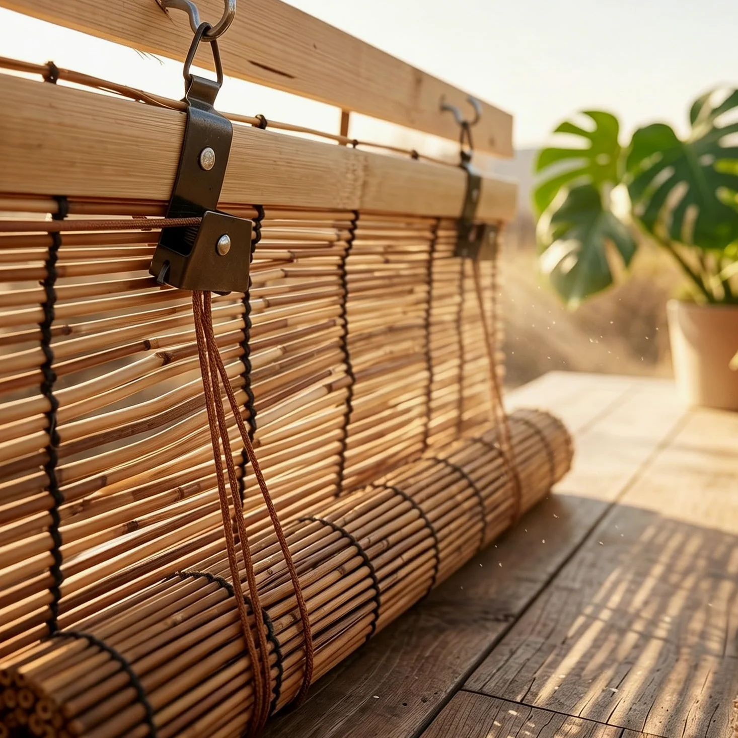 Store Bambou Intérieur sans Percage, 80 100 120 130 135 140 145 155 160 cm Store Enrouleur Bambou Naturel, Rideau Thermique Occultant pour Pergola Balcon Terrasse(W140 cm x H240 cm)