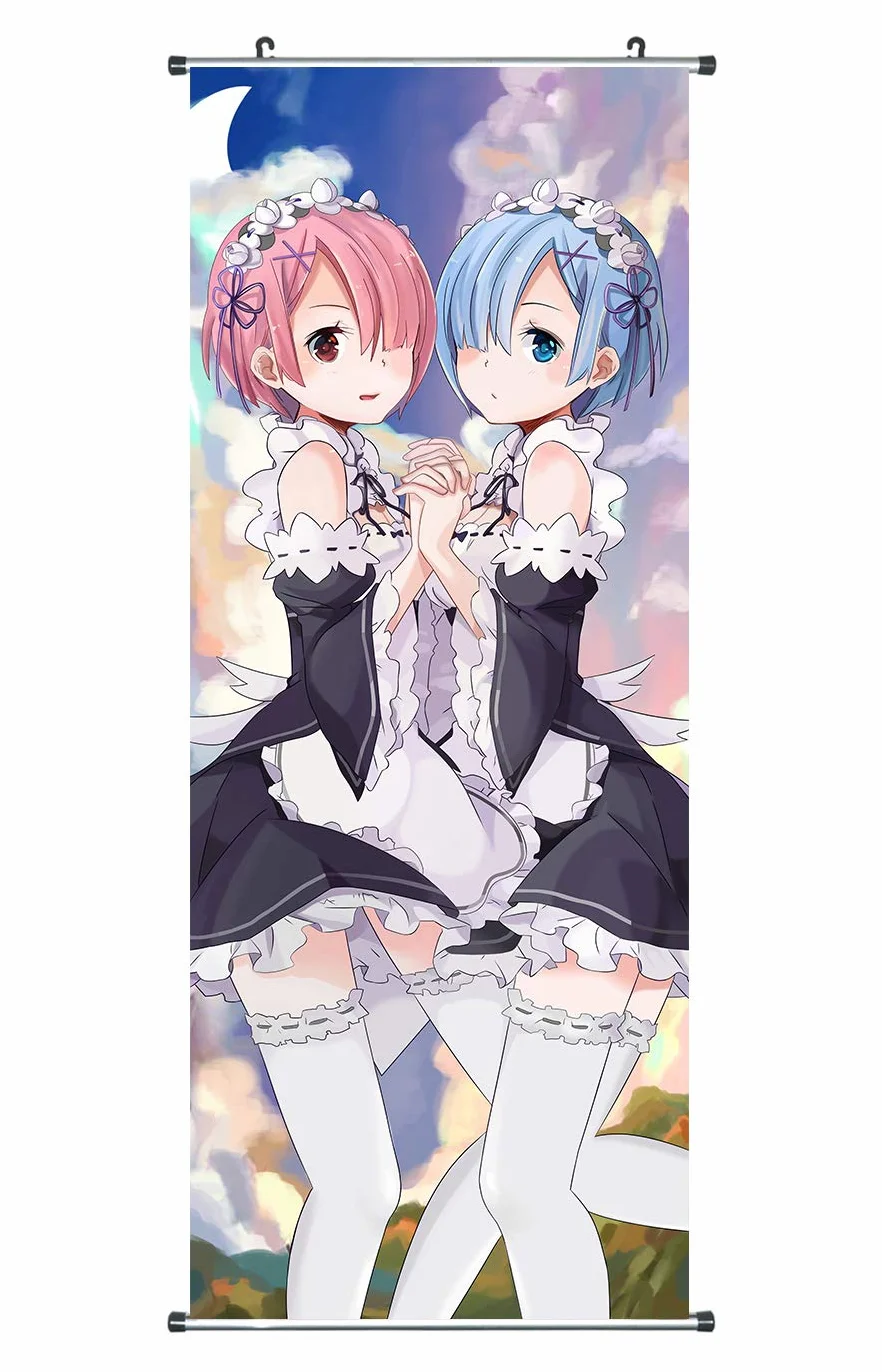 CoolChange Grand Poster en Rouleau Kakemono Re: Zero Night 100x40cm Ram & REM