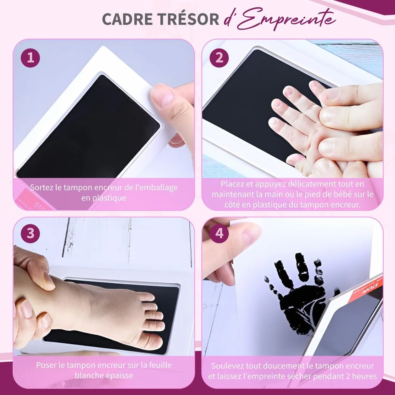 Cadre Photo Souvenir Première Année Bébé 12 Photos Pêle Mêle Kit Empreinte Bébé Cadeau Naissance Personnalisé