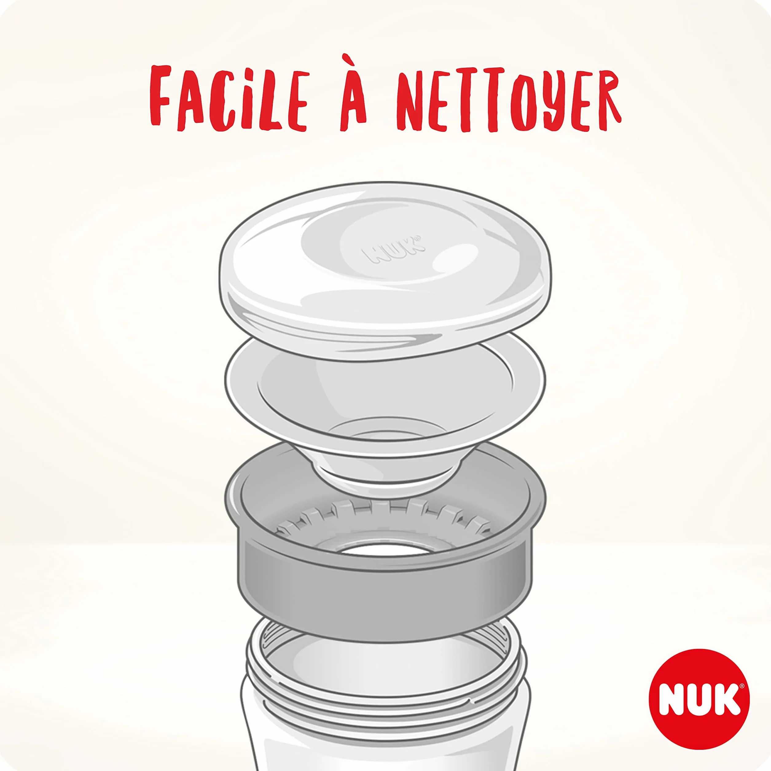 NUK Magic Cup Tasse d'Apprentissage 230 ml 8+ mois Bordure 360° antifuites Crabe Rouge