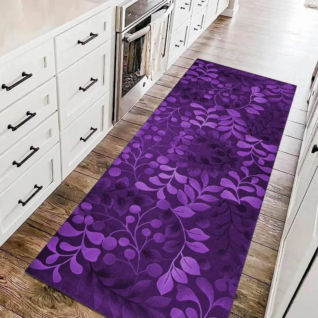 Tapis de couloir, cuisine, lavable, antidérapant, 100 x 150 cm, violet, long, tapis de cuisine, couloir, salon, chambre à coucher, vendu au mètre, personnalisable