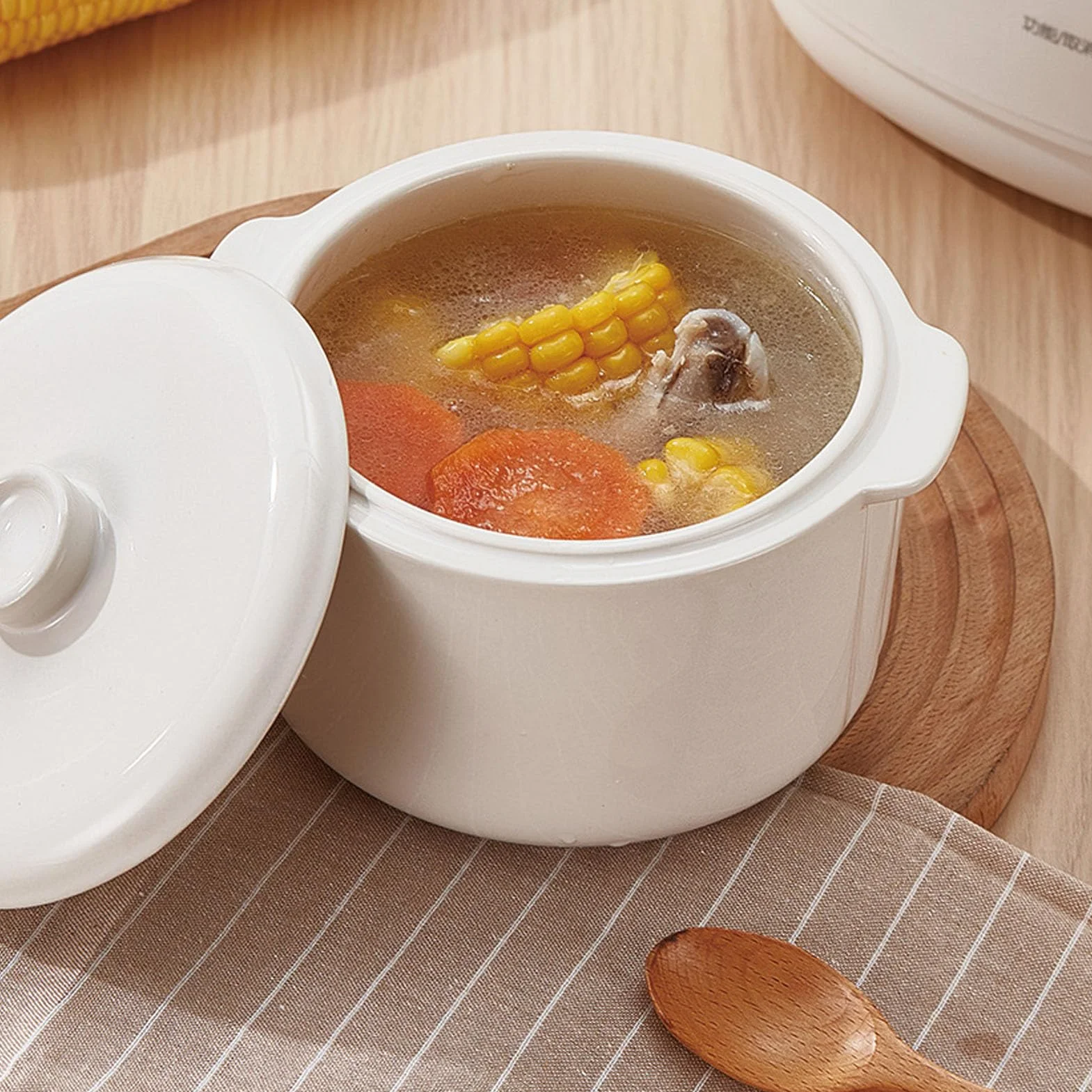 Cuiseur à Soupe en Céramique 1 L avec Maintien au Chaud, Protection Surchauffe, Faitout Électrique