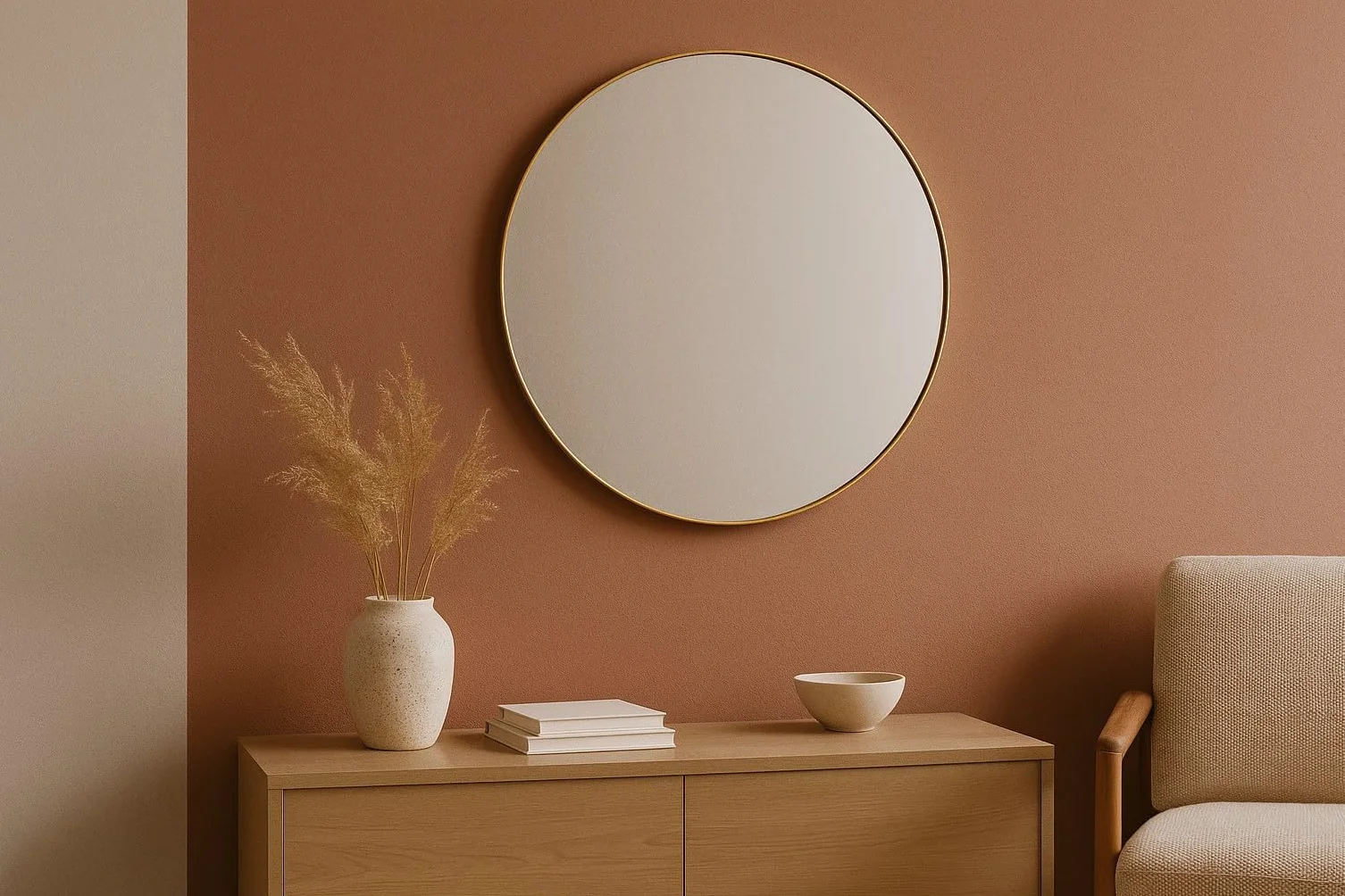 Miroir rond Noor Ø 80 cm doré cadre en métal