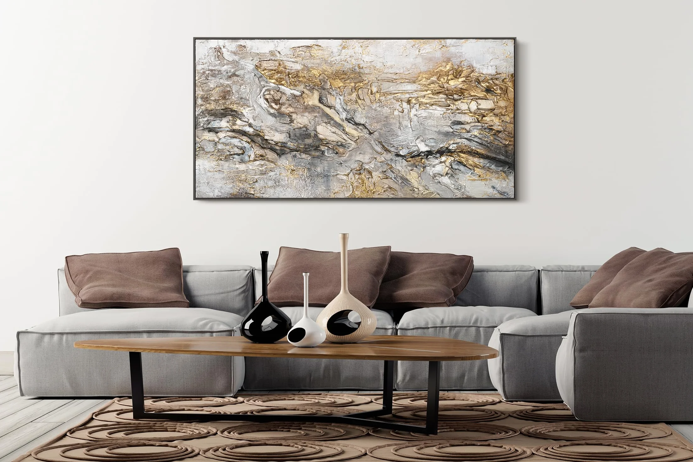 Tableau mural peint à la main Lueu 200x100cm Art moderne décoration intérieure