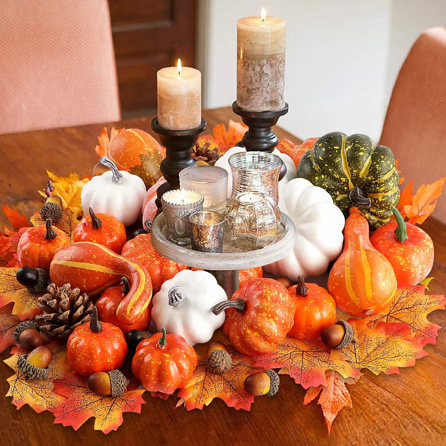 Benjia 102pcs Fausses Citrouilles Artificielles Automne Décoration Halloween