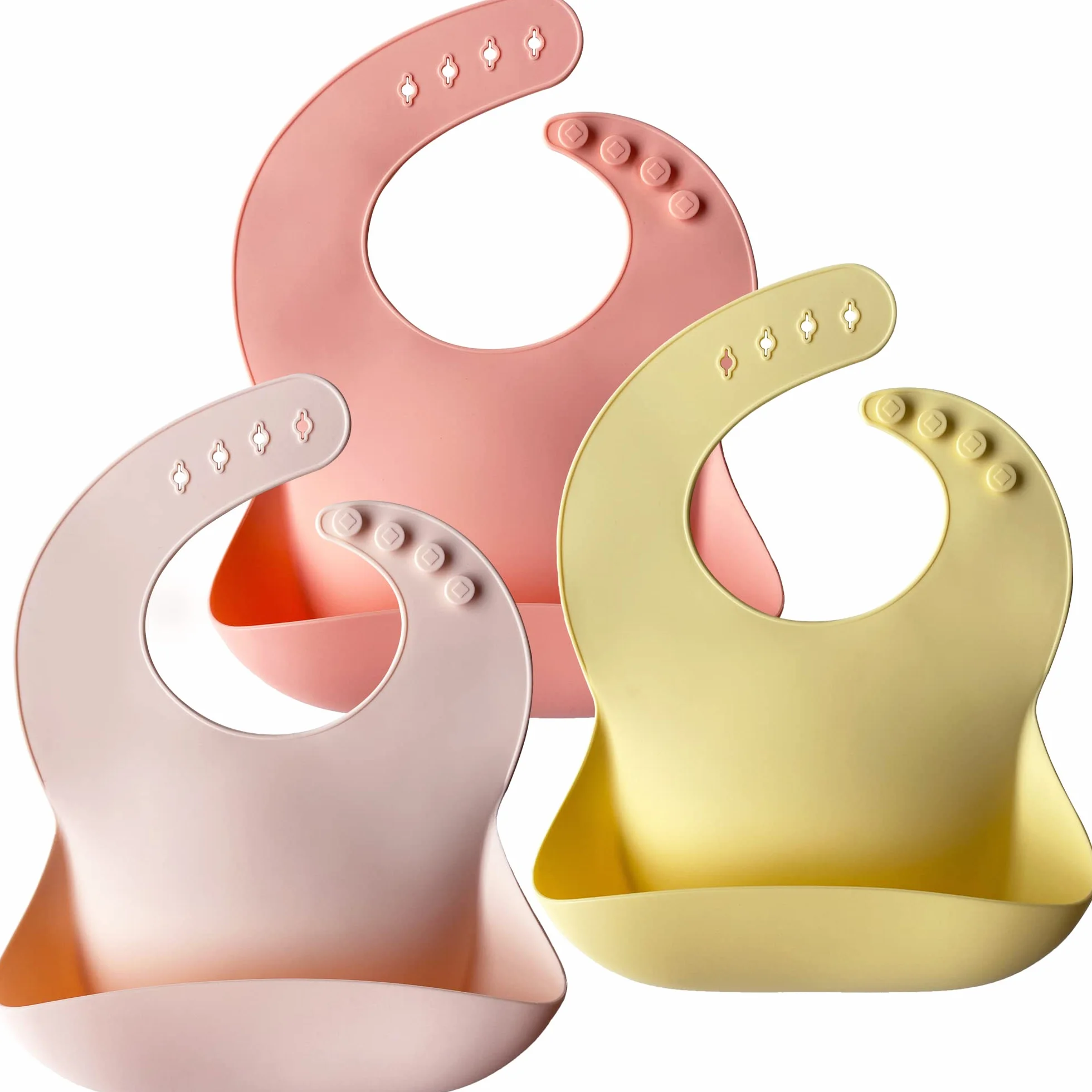 Bavoirs Silicone Bebe sans BPA Imperméable Réglables Naissance