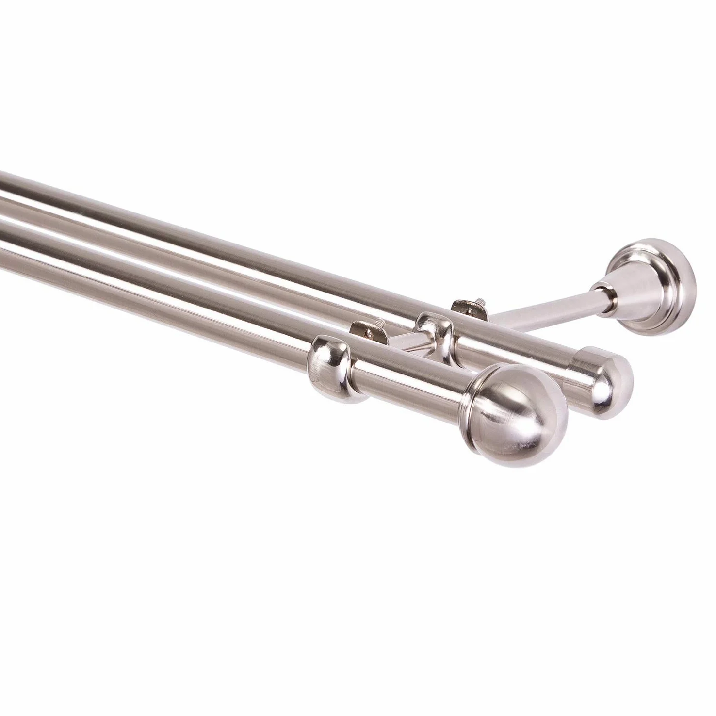 Tringle à rideaux double 19 mm aspect acier inoxydable, métal, 240 mm
