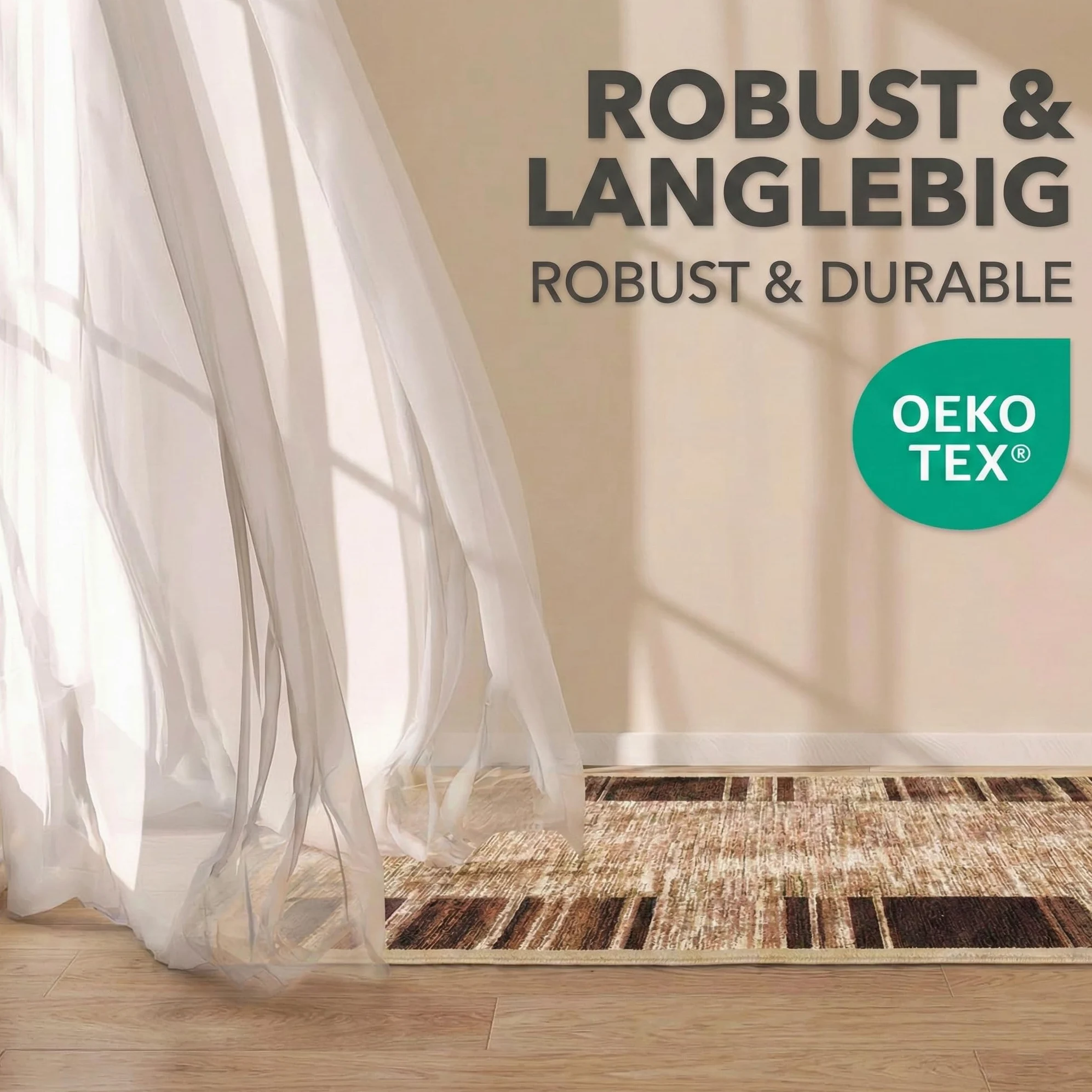 Floordirekt Tapis de couloir Navona - Pour cuisine, couloir et salon - Tapis à boucles fines - Antidérapant et antistatique - Tapis de couloir (beige, 80 x 300 cm)