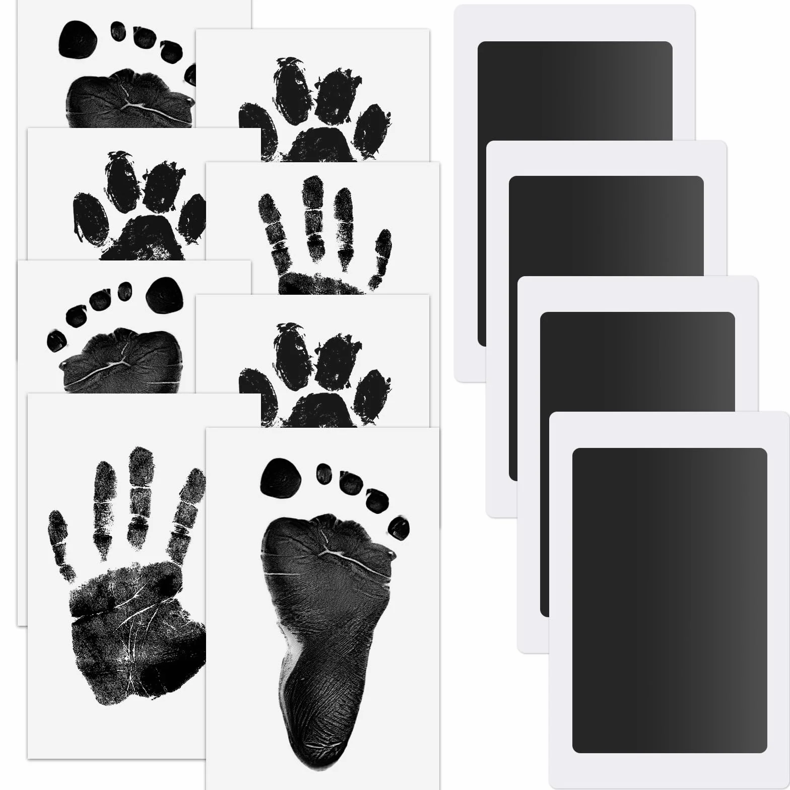 Kit Empreinte Bébé Main Pied 4 Pièces, Encre Empreinte Animaux Noir