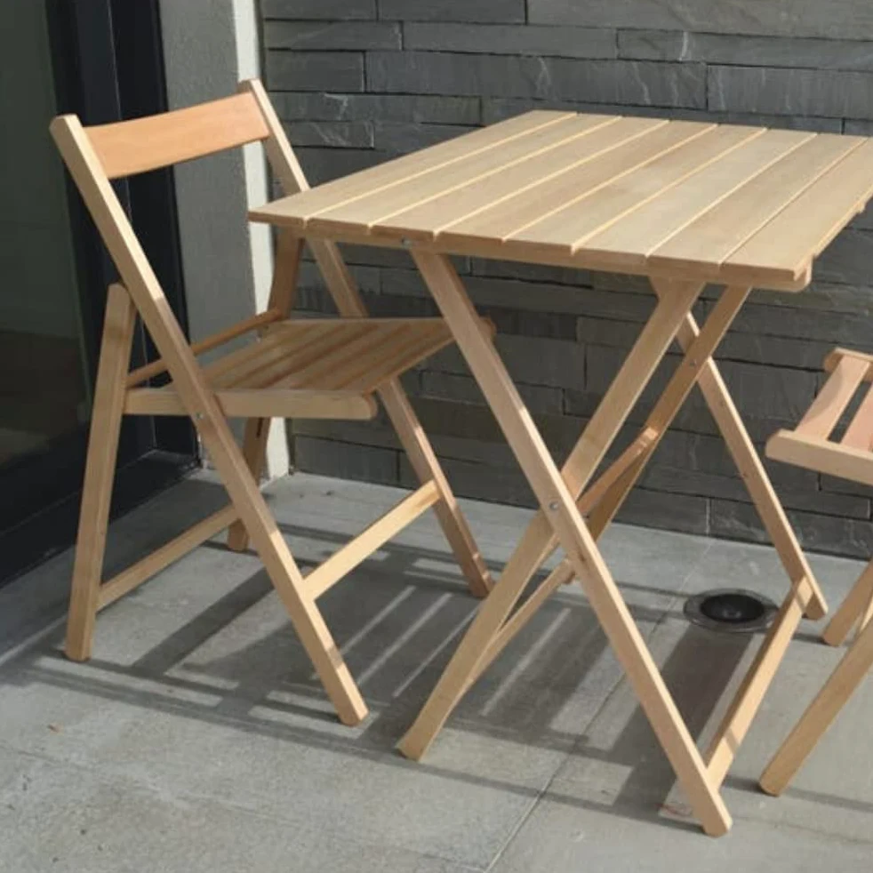 Tomaino - Lot de 4 chaises pliantes de camping en bois - Pour intérieur et extérieur - Peu encombrant, idéal pour cuisine, jardin, balcon (naturel)
