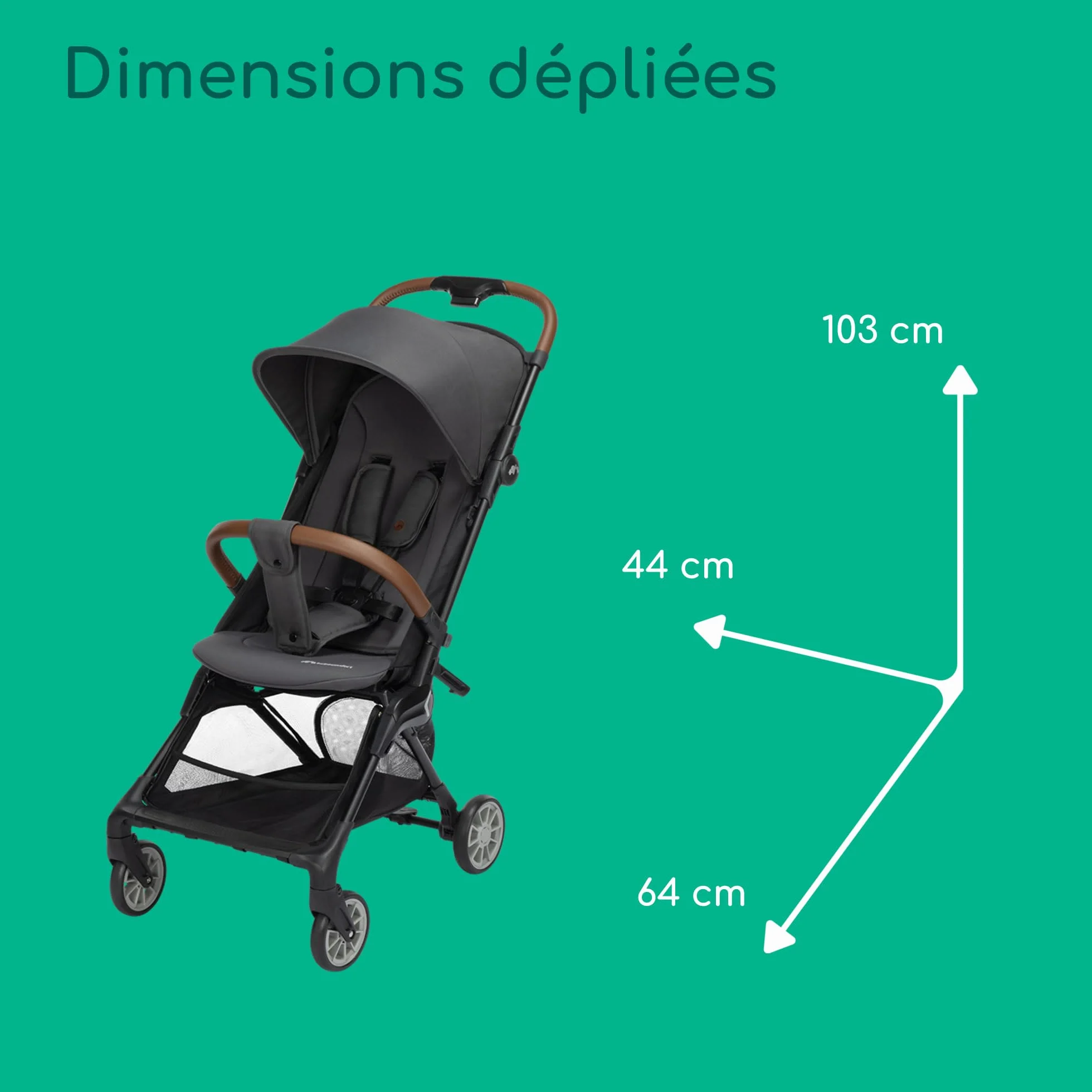 Bebeconfort Zephir poussette bébé compacte 0-4 ans 22 kg légère 5.6 kg voyage cabine siège inclinable panier Mineral Graphite