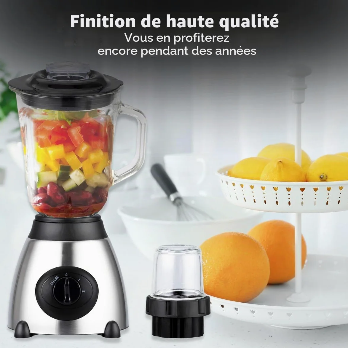 Royal Swiss® Blender 1030W – Mixeur Smoothie, Shake et Glace Pilée – Inox Durable – Bol 1,5 L – Mixeur Familial Haute Puissance pour Cuisine Maison