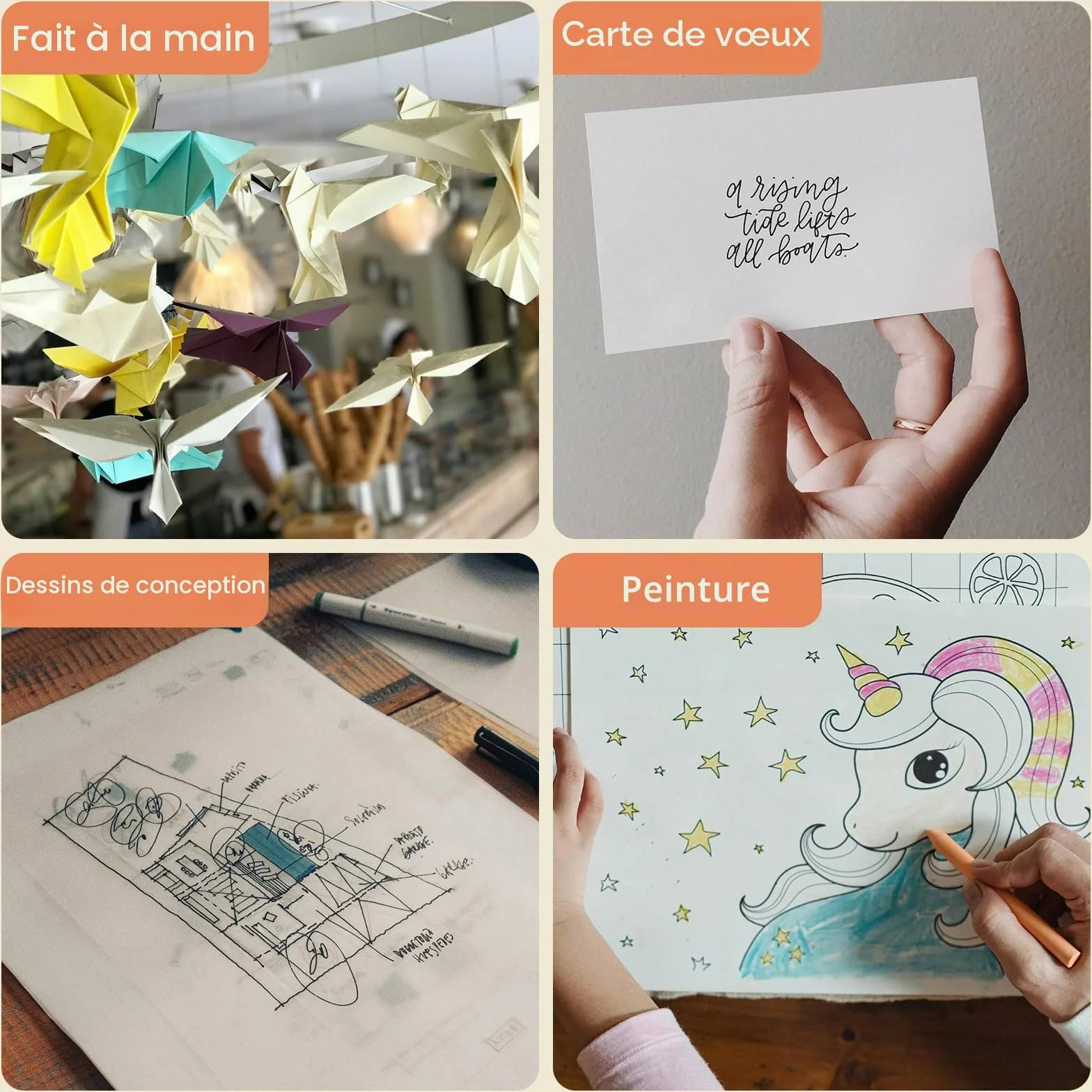 Papier Cartonnée A4 Blanc 300g/m² 50 Feuilles Rigides 210x297 mm