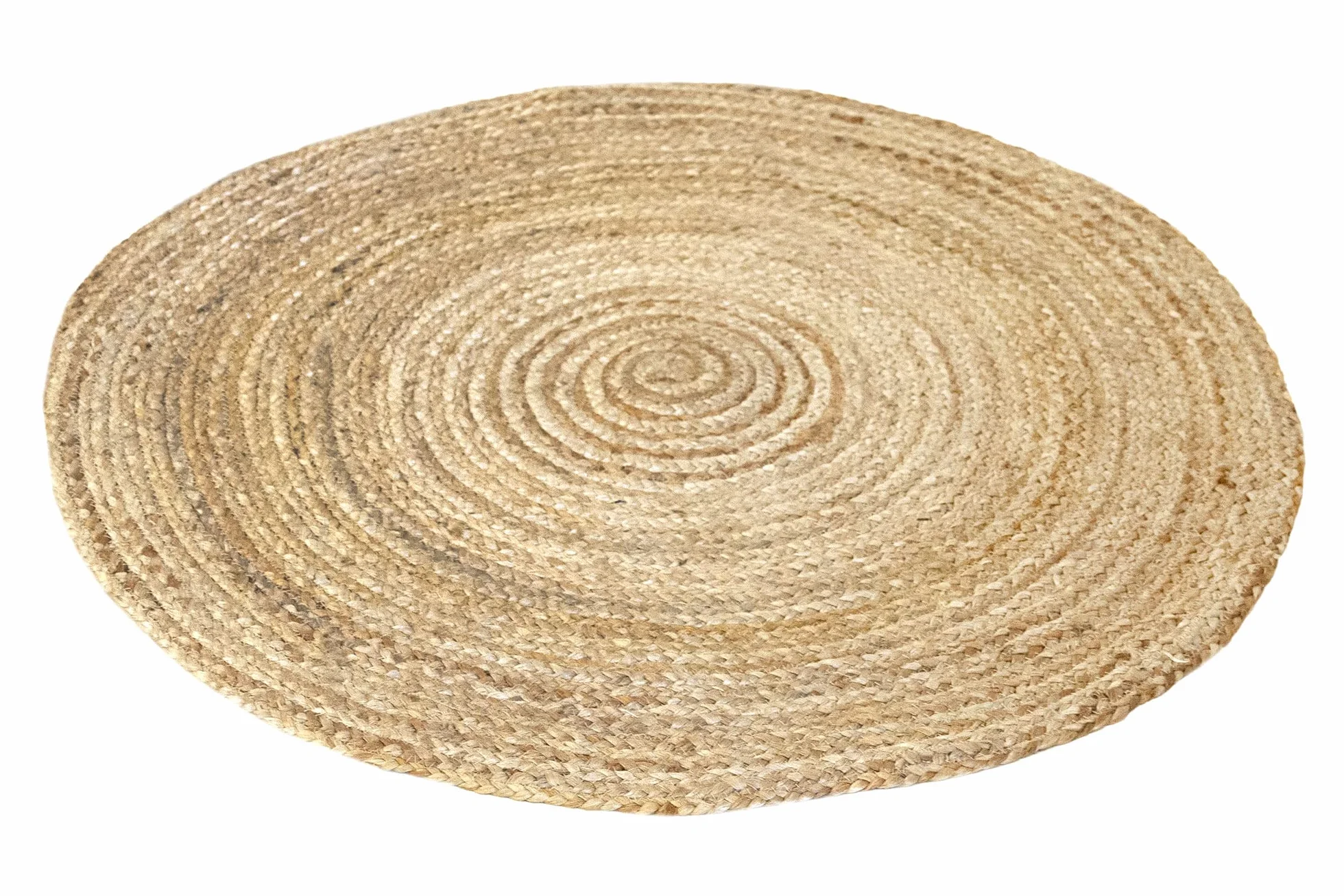 Tapis Jute Naturel Alhambra Rond Tressé à la Main 100% Fibre de Jute 100x100cm