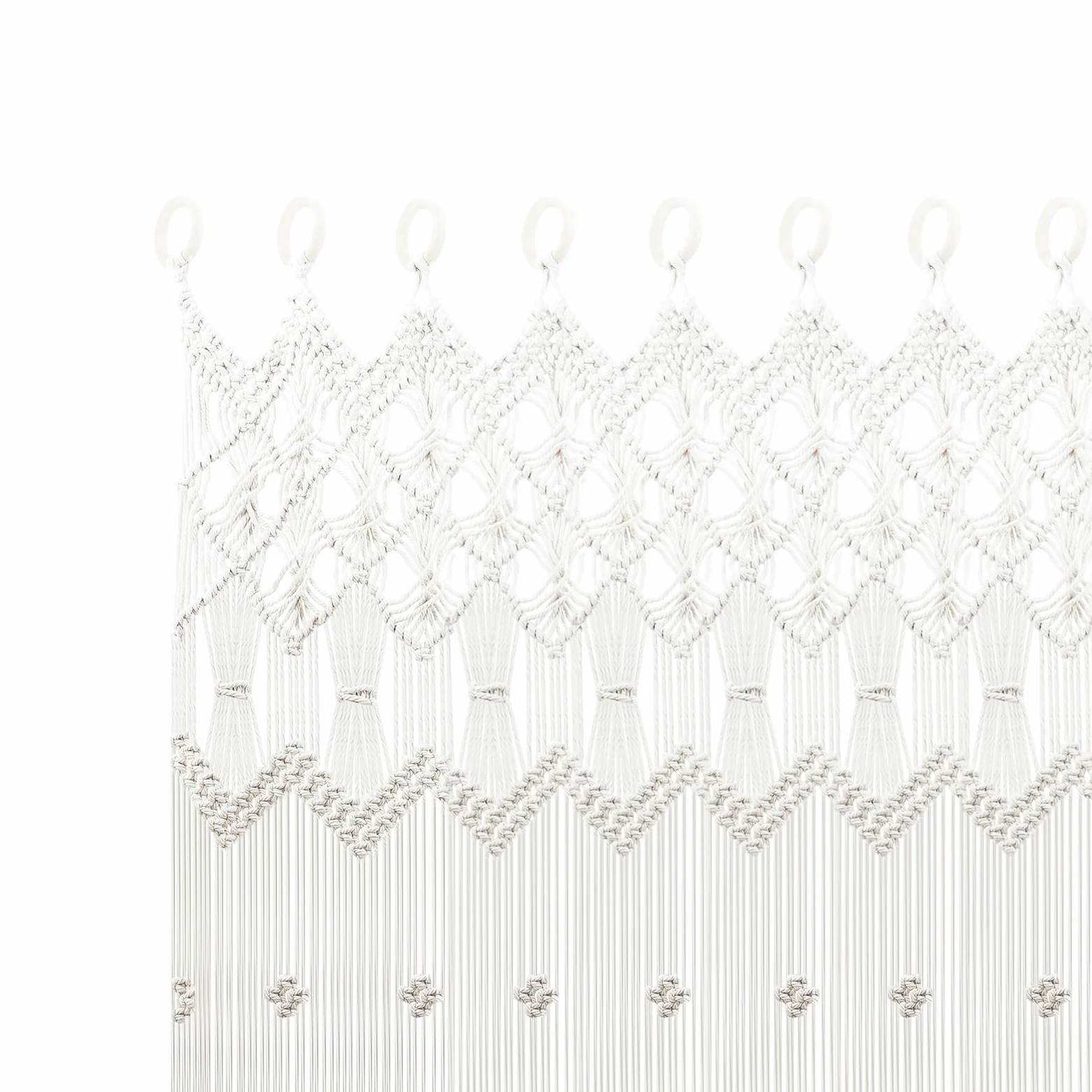 Rideau en macramé - Style bohème - Tapisserie murale - Rideau de fenêtre - Rideau en coton - Séparateur de pièce - Tissé - Rideau décoratif pour salon, chambre à coucher - 120 x 195 cm