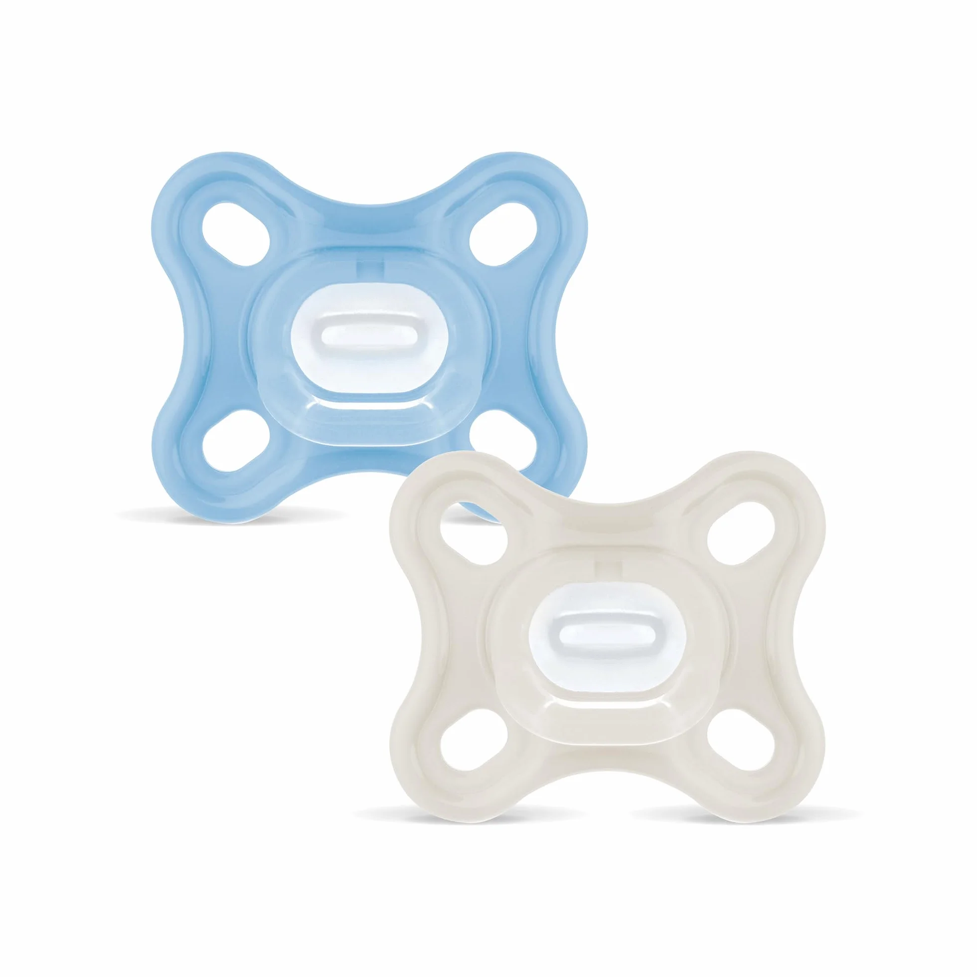 Sucette 100% Silicone 0-3 Mois Bleu Lot de 2 avec Étui