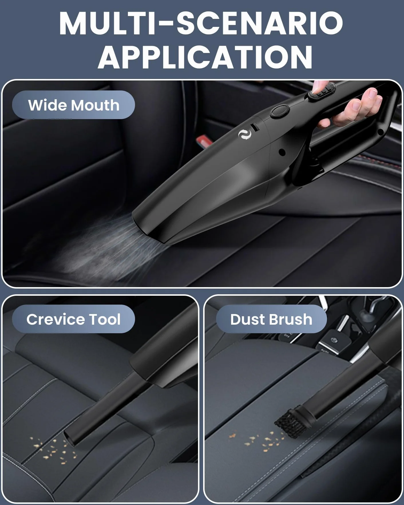 Aspirateur à Main sans Fil Puissant avec Filtre HEPA Lavable pour Voiture, Maison et Poils d’Animaux