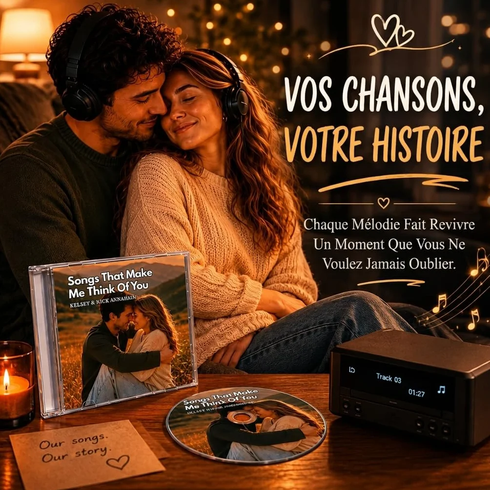 CD Personnalisé avec Photo Texte Cadeau Homme Femme Couple Album Musical Spotify Anniversaire Mariage Noël