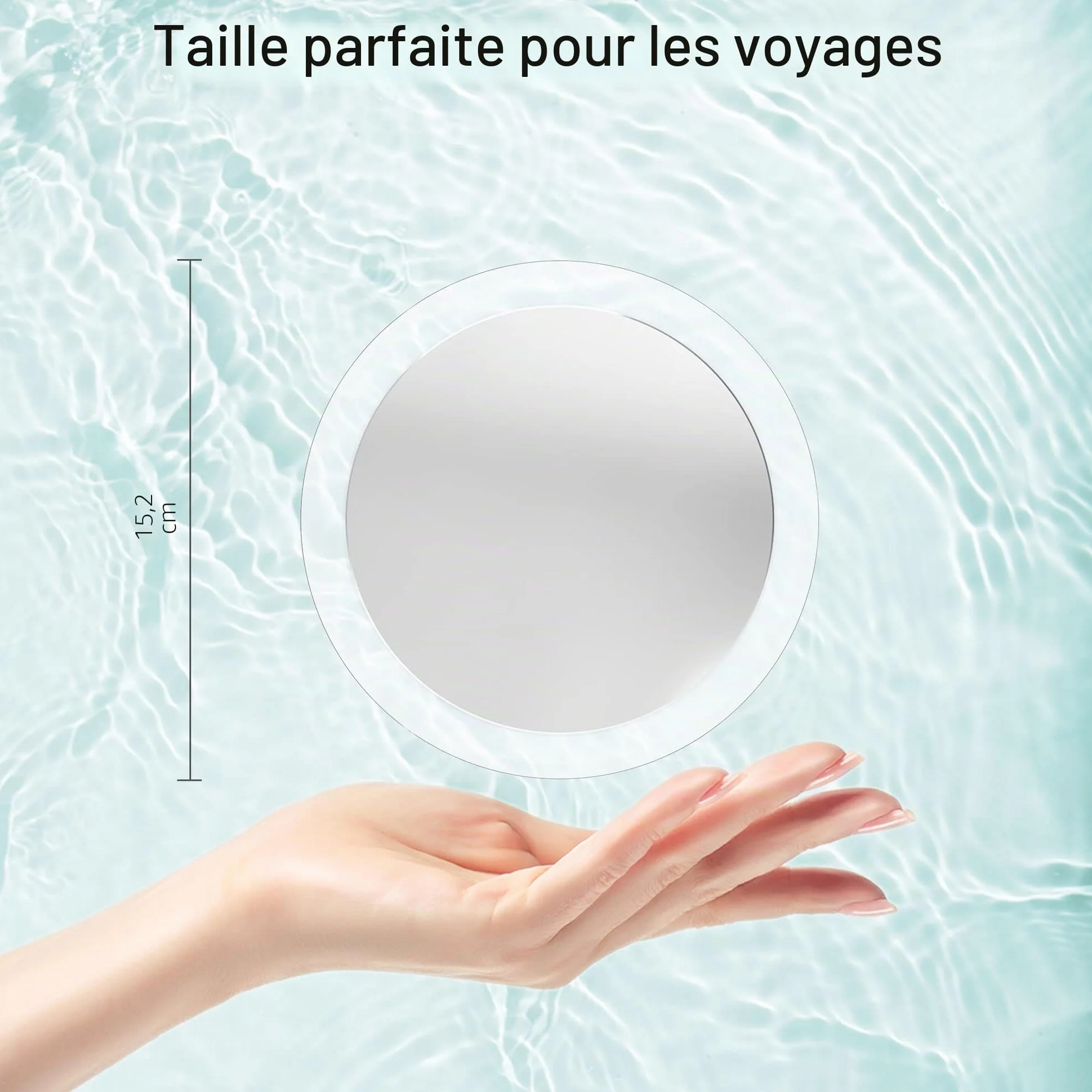 Miroir grossissant 30X Miroir de Maquillage de Voyage avec Ventouse 15,2 cm