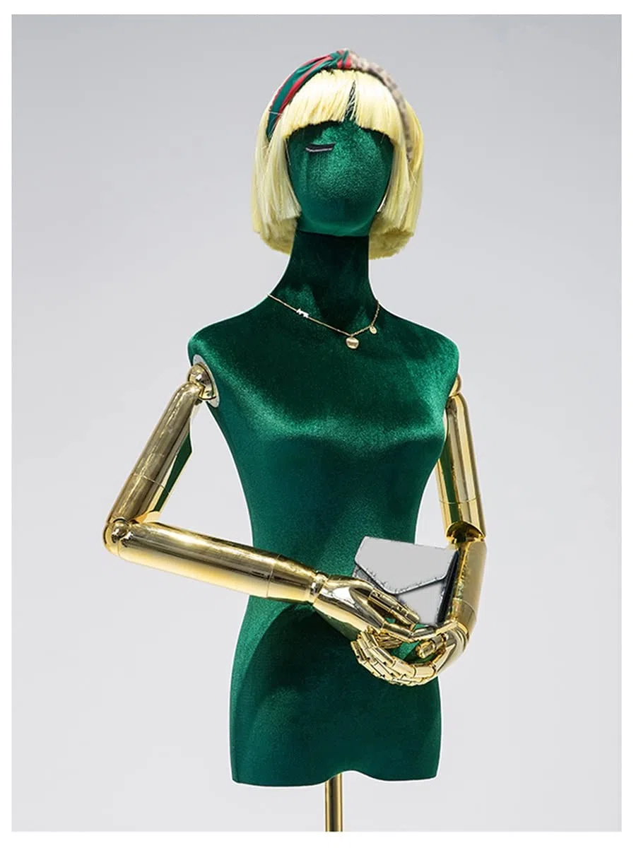 Générique Lot de 2 mannequins de Couture réglables pour Femme (135-210 cm) avec Base en métal, Bras et tête Amovibles pour vêtements, Robes, Bijoux et Couture - Vert
