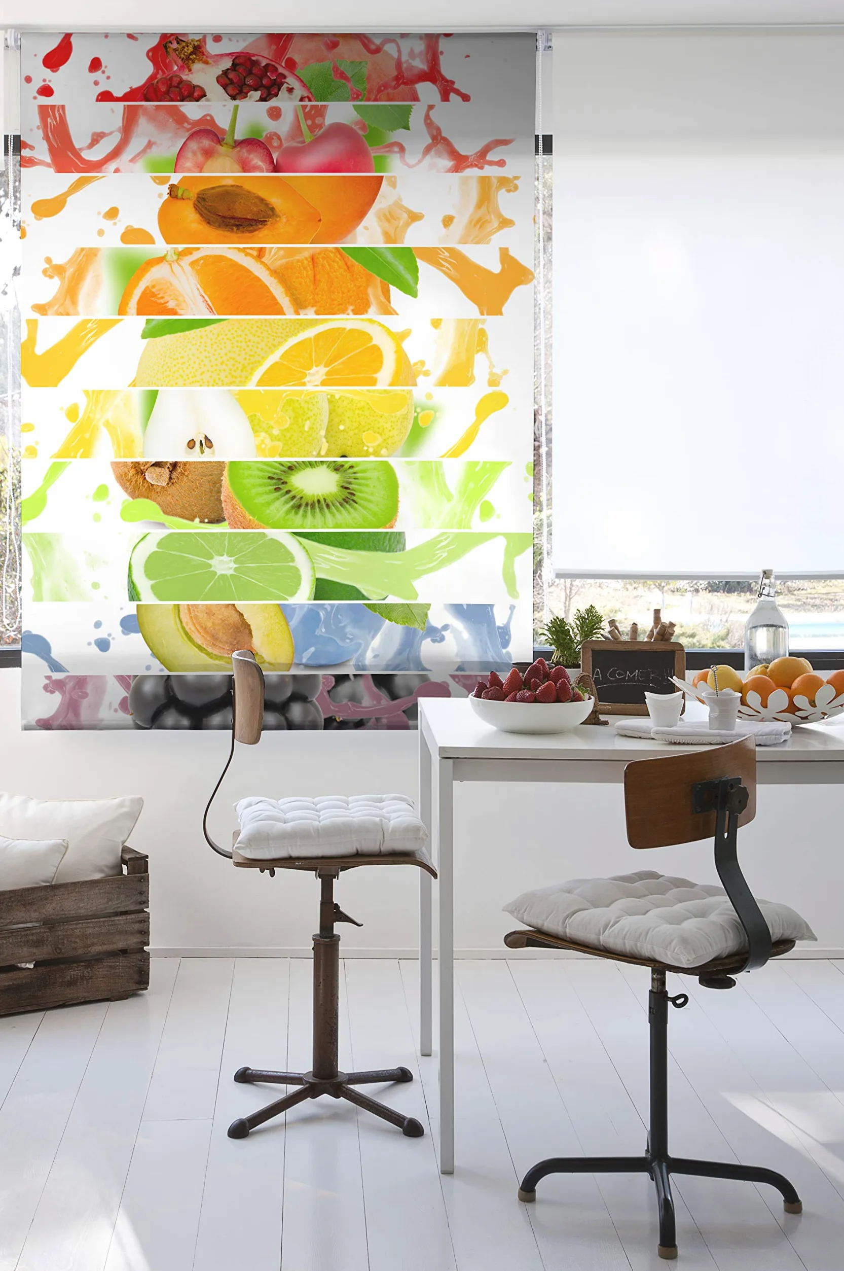 Estoralis | Cuisine | Store Enrouleur | sans Outil Tissu translucide imprimé | C-1219 | 85 x 150 cm. (Largeur/Hauteur) Taille du Tissu 82 x 150 cm. | Stores pour fenêtres et Portes