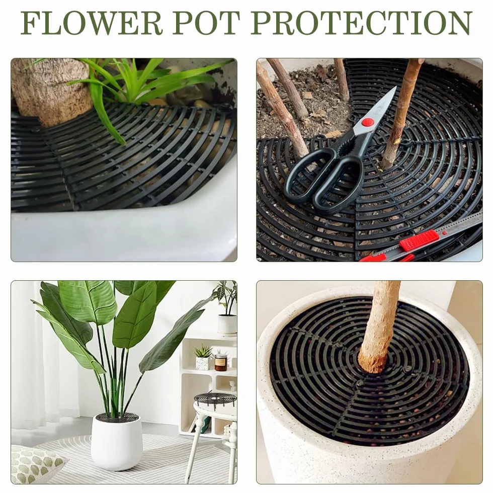 Grille Protection Plante 30 cm Ronde Noir Protege Pot de Fleur Chat