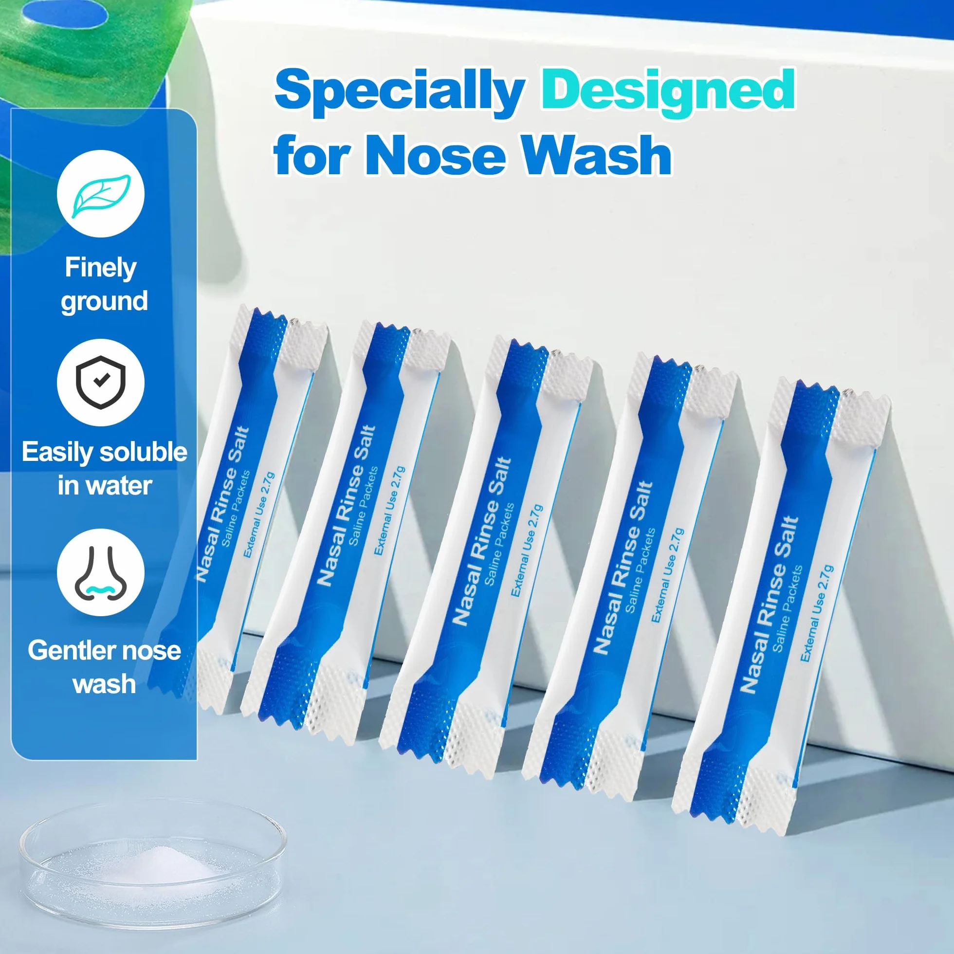 Waterpulse NETI pot sel de rinçage nasal 120 x, solution saline physiologique pour rhume et allergies au pollen