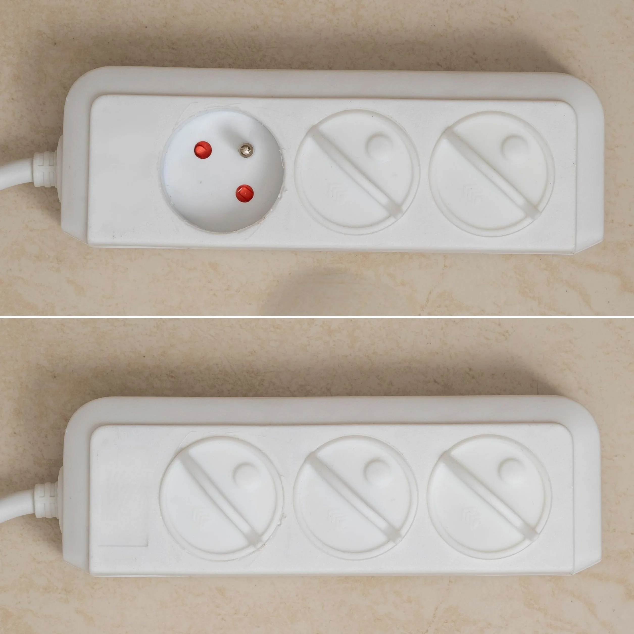Cache-prise silicone blanc 2 pièces type E France protection éclaboussures poussière