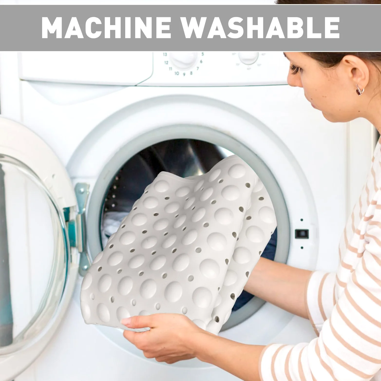 Tapis de douche antidérapant : tapis de douche extra large en TPE pour l'intérieur – Tapis de douche antidérapant mat avec trou de drainage et ventouses pour personnes âgées